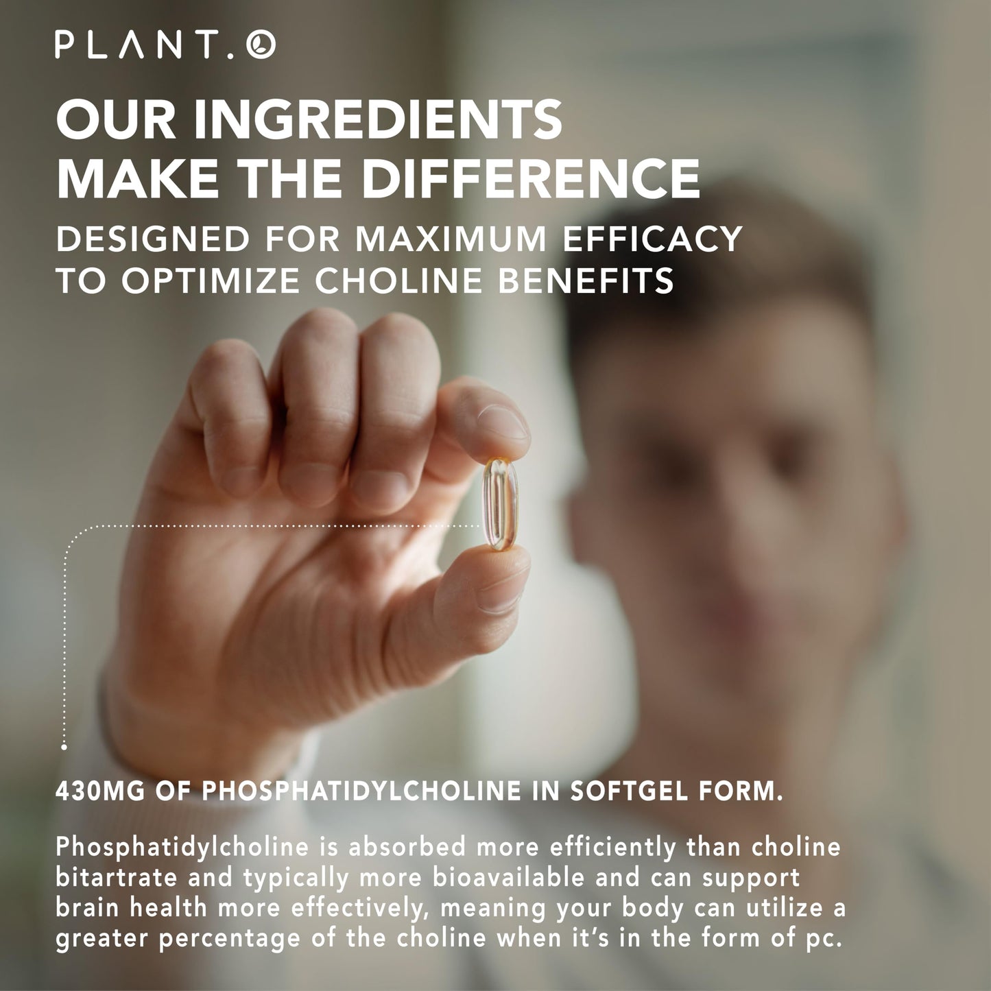 PLANT.O NUTRITION Choline Phosphatidyl Supplement Softgels 60