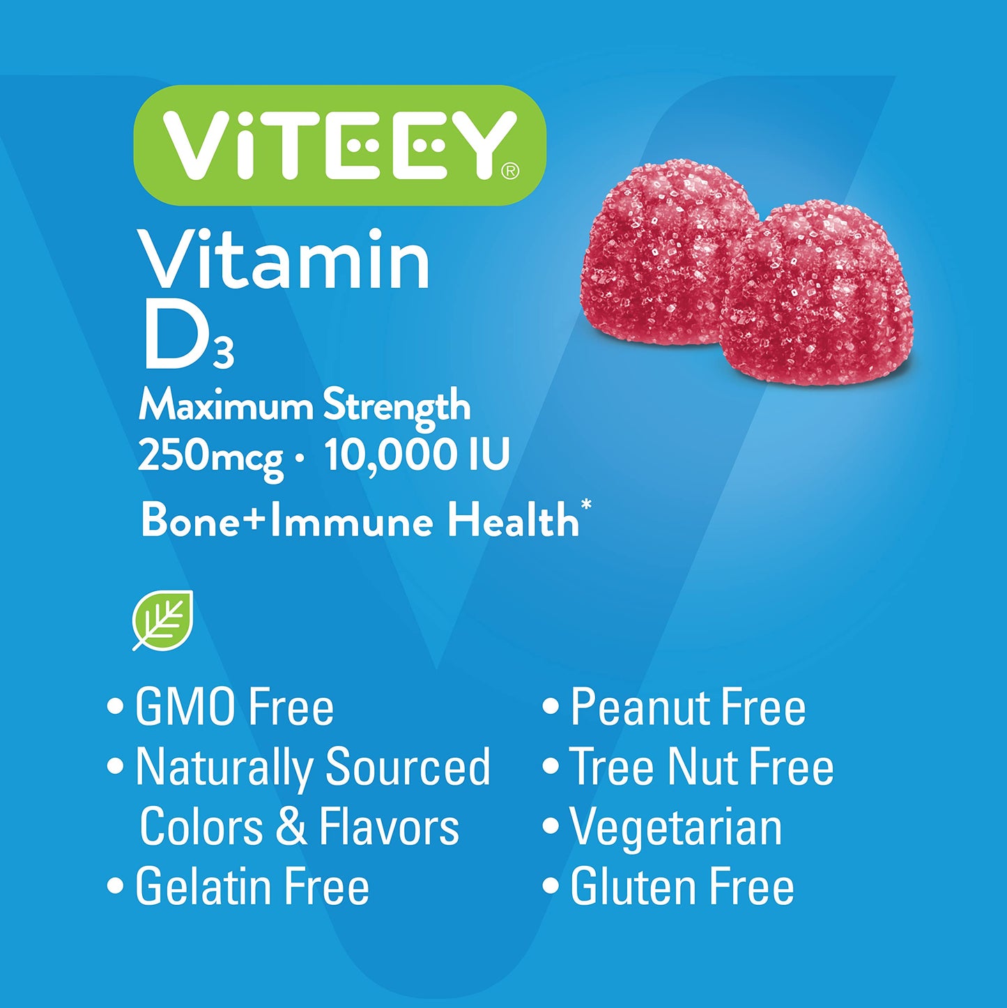 Viteey Vitamin D3 Gummies for Adults & Teens Pectin Gummy, 60 Count