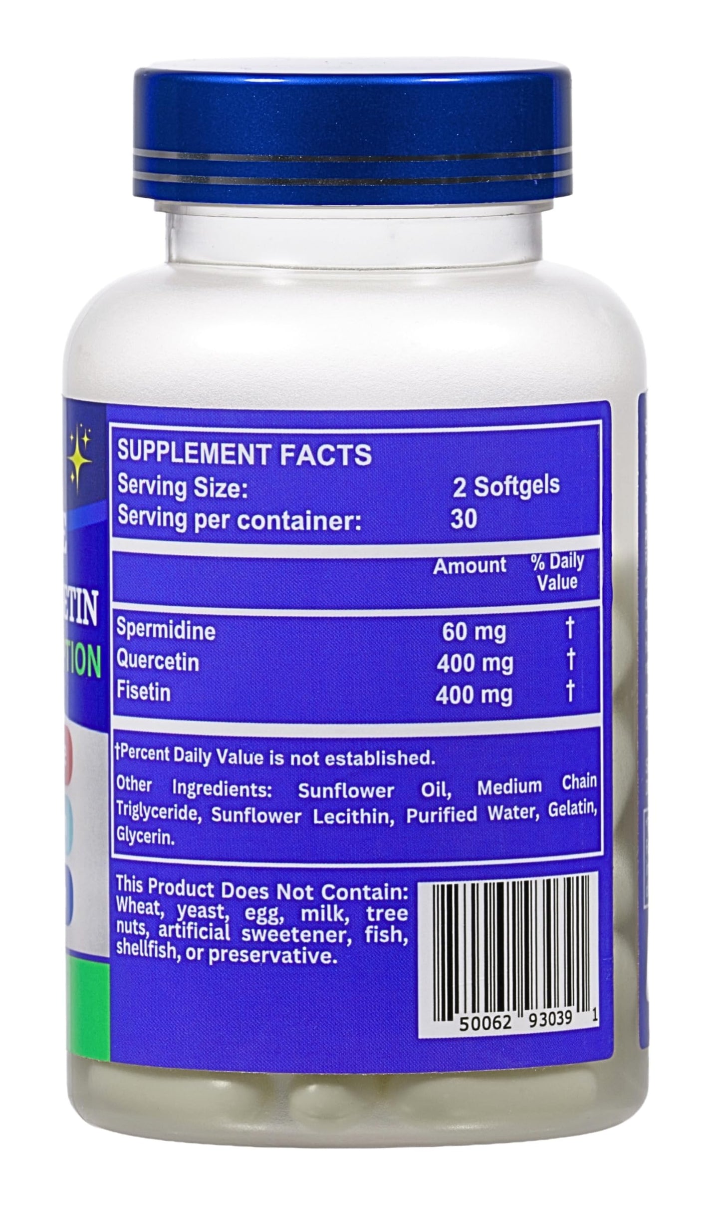 Nikoni Liposomal Spermidine, Quercetin, Fisetin 860mg Supplement for Healthy Aging, Cellular Renewal, Cognitive Function 60 Softgels
