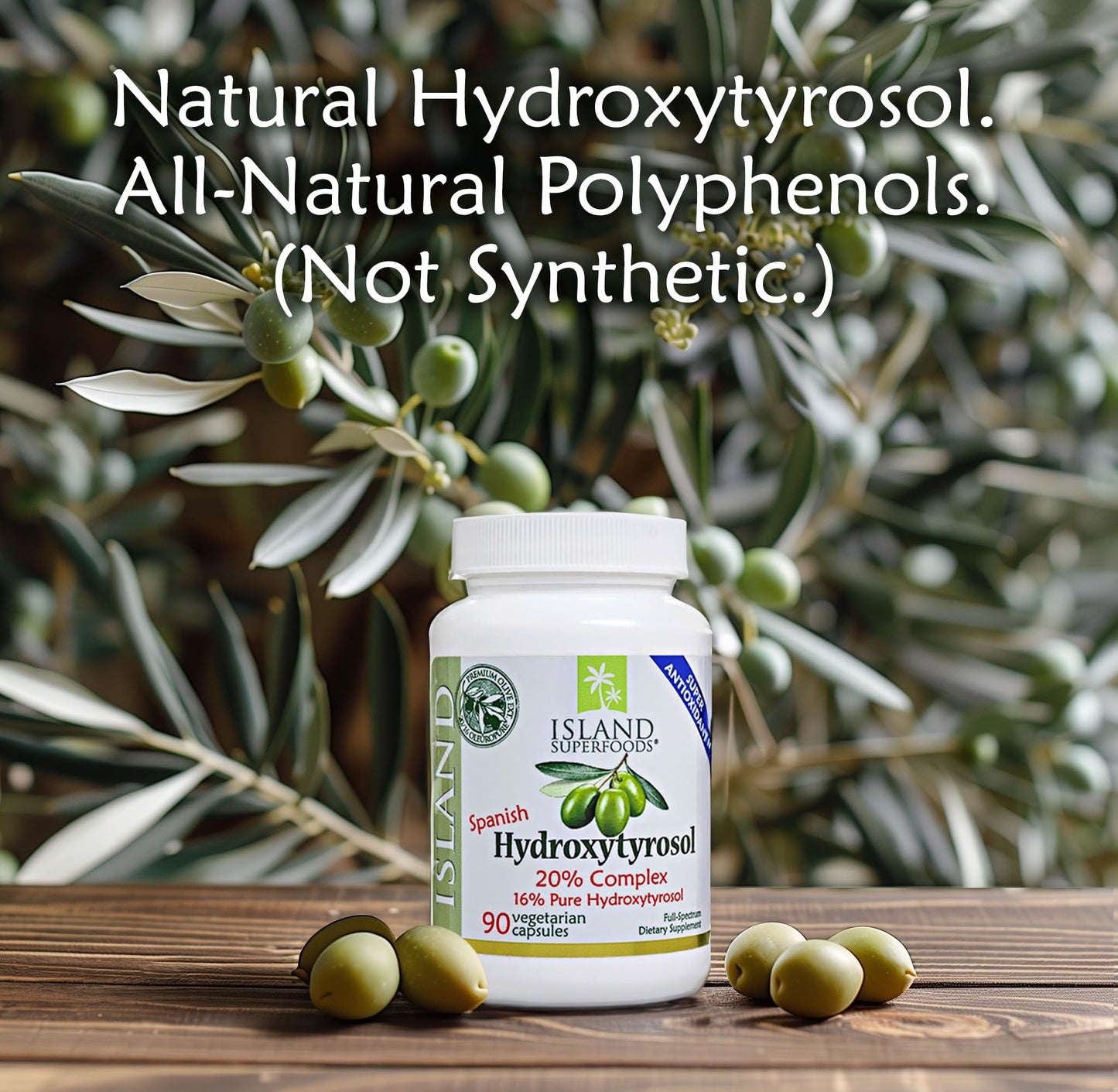 Island Nutrition Olive Fruit Extract 20% Hydroxytyrosol Complex, 90 Capsules