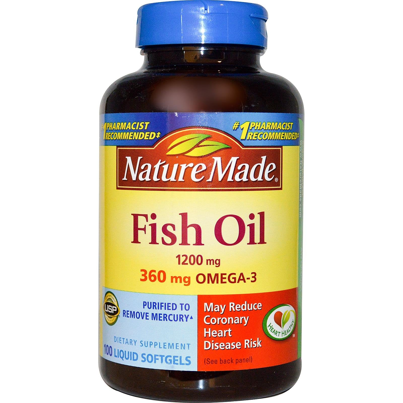 Nature Made Fish Oil 1200 mg w. Omega-3 360 mg Softgels, 100 Count