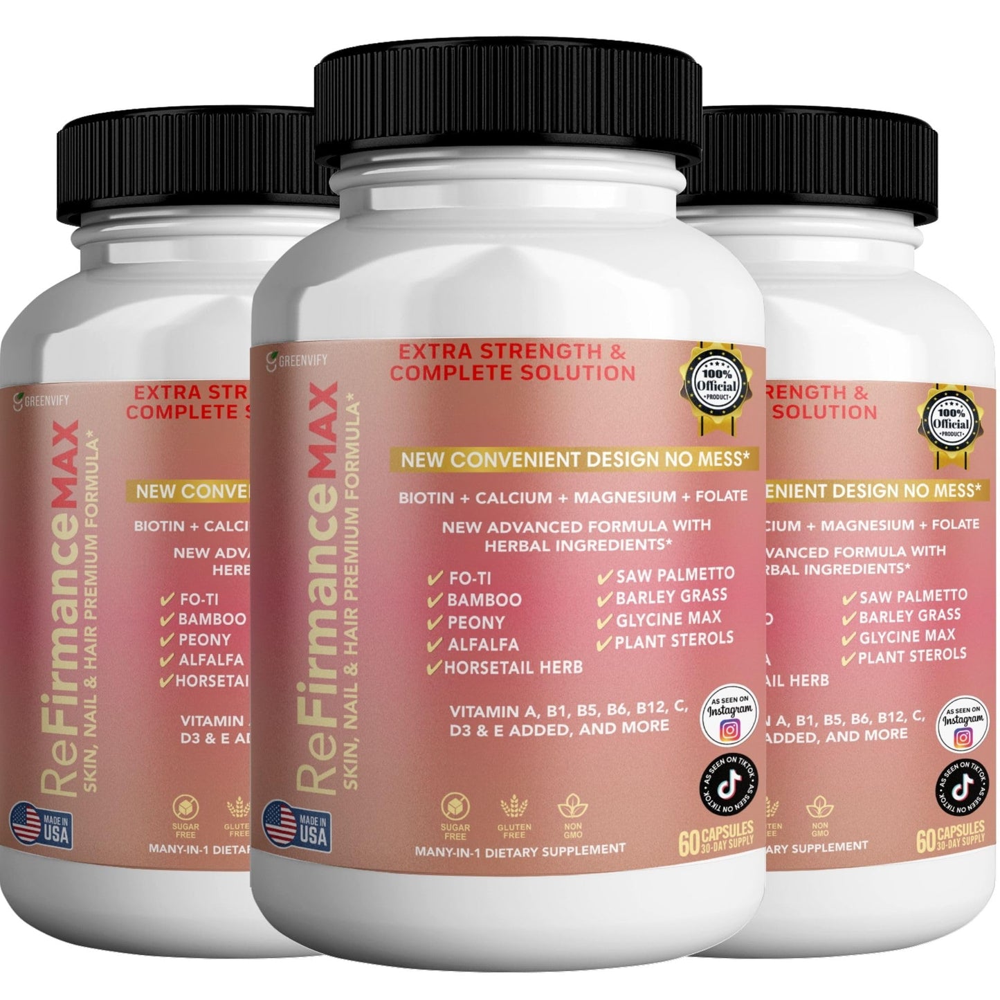 GREENVIFY ReFirmanceMax Hair Growth Supplement, 180 Capsules