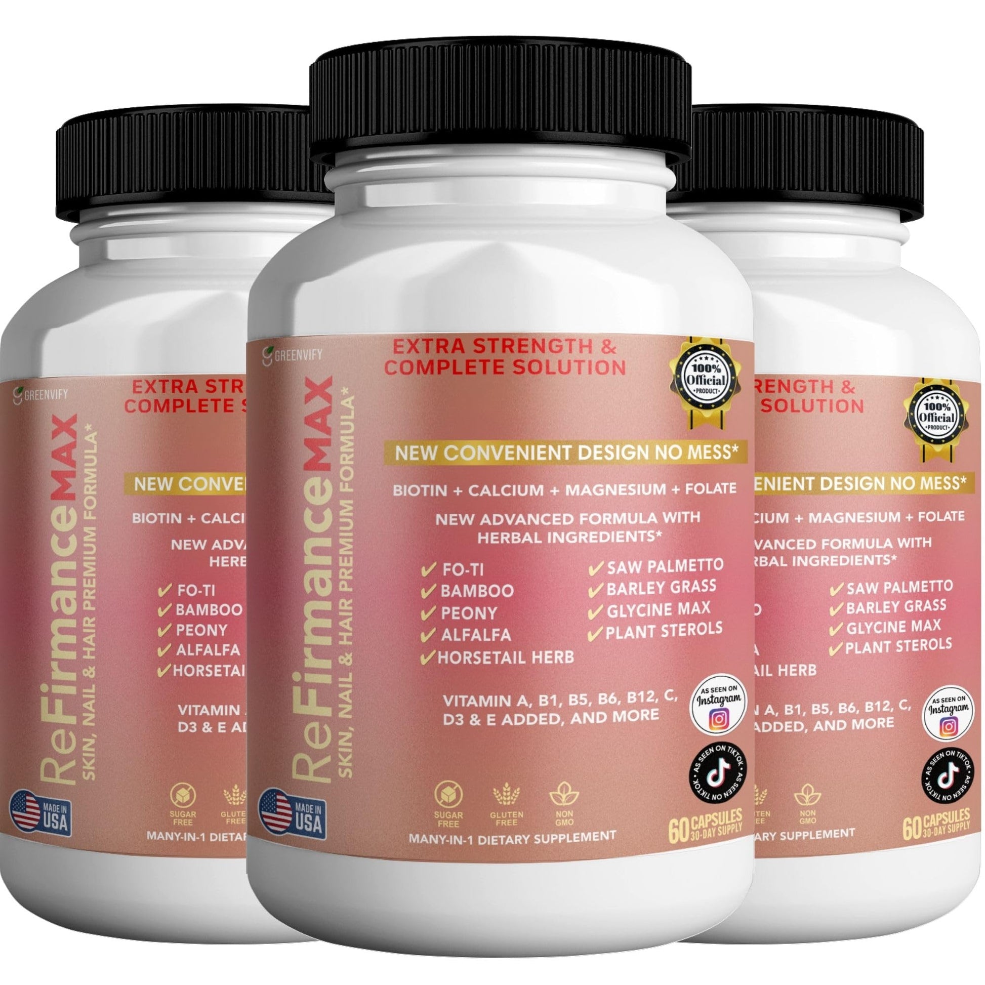 GREENVIFY ReFirmanceMax Hair Growth Supplement, 180 Capsules