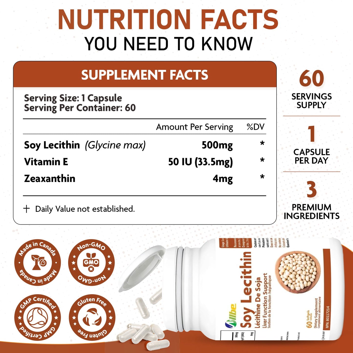 Allbe Soy Lecithin Softgels, 240 Softgels