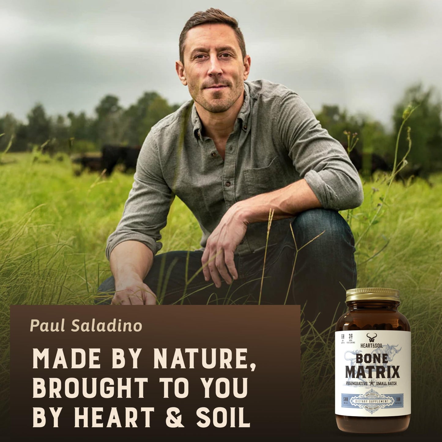 HEART & SOIL Grass Fed Bone Matrix Capsule 180 Capsules