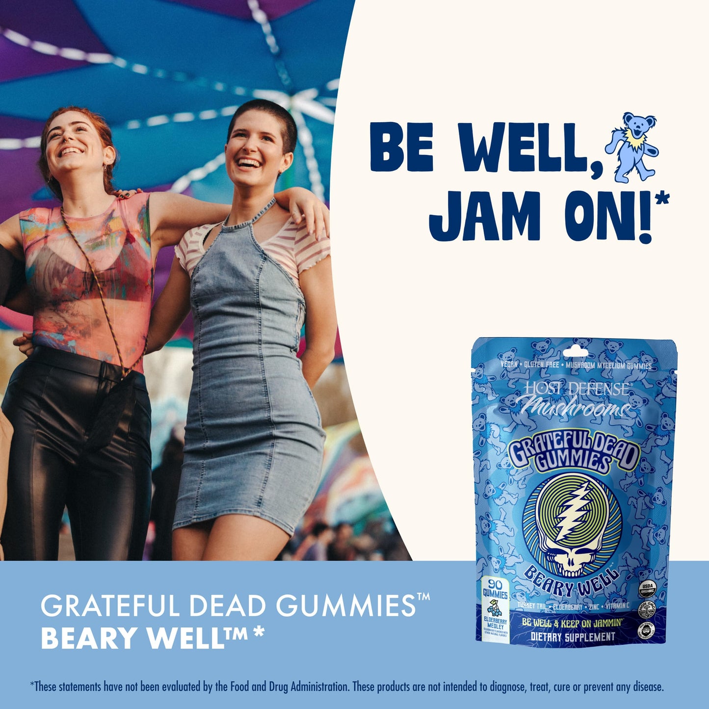 Host Defense Beary Well Grateful Dead Gummies, 90 Count