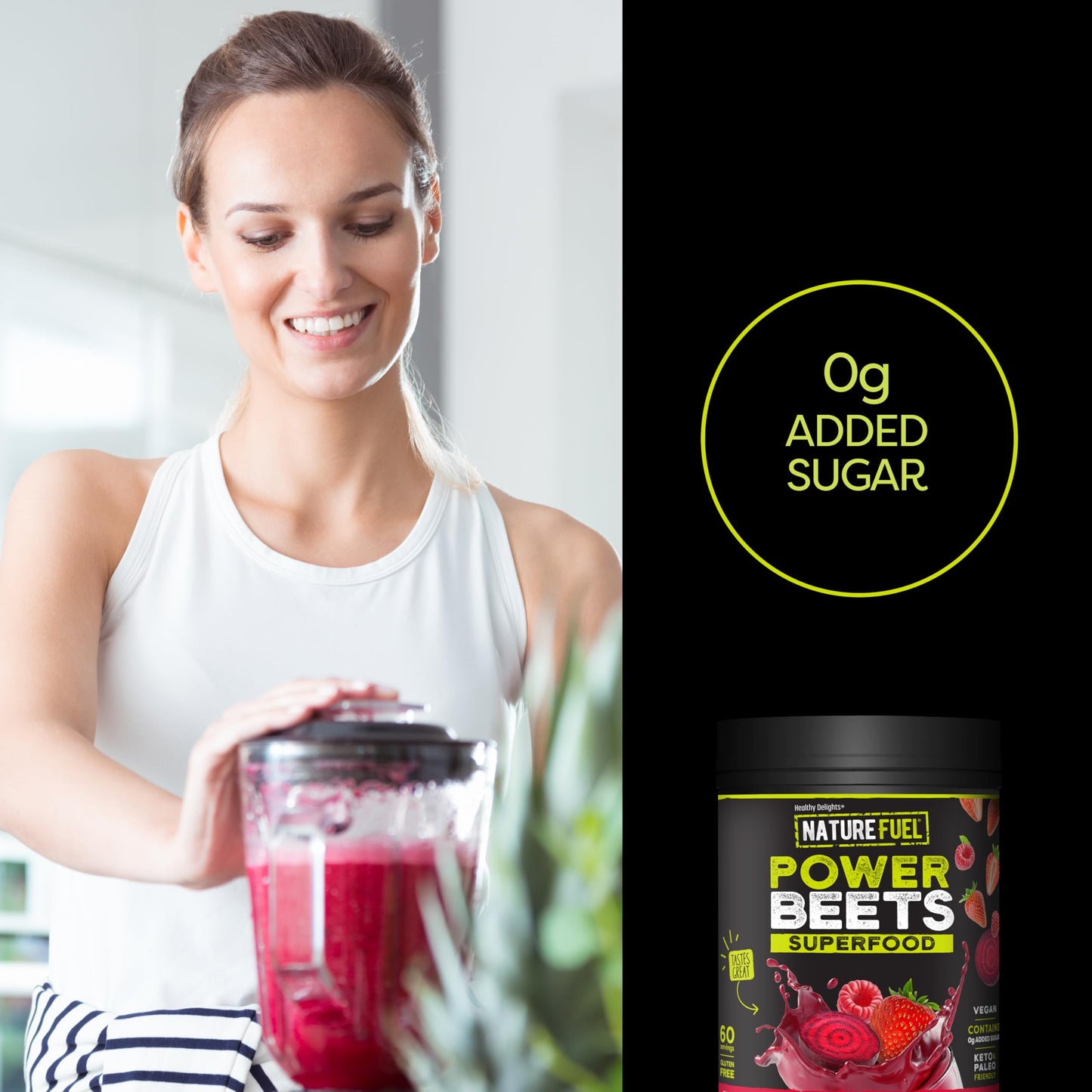 Healthy Delights Nature Fuel Power Beets Powder and Berberine Capsules, 60 Count