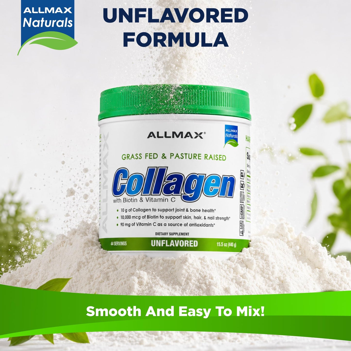 ALLMAX Collagen Peptides Unflavored Powder 6.67 Ounce