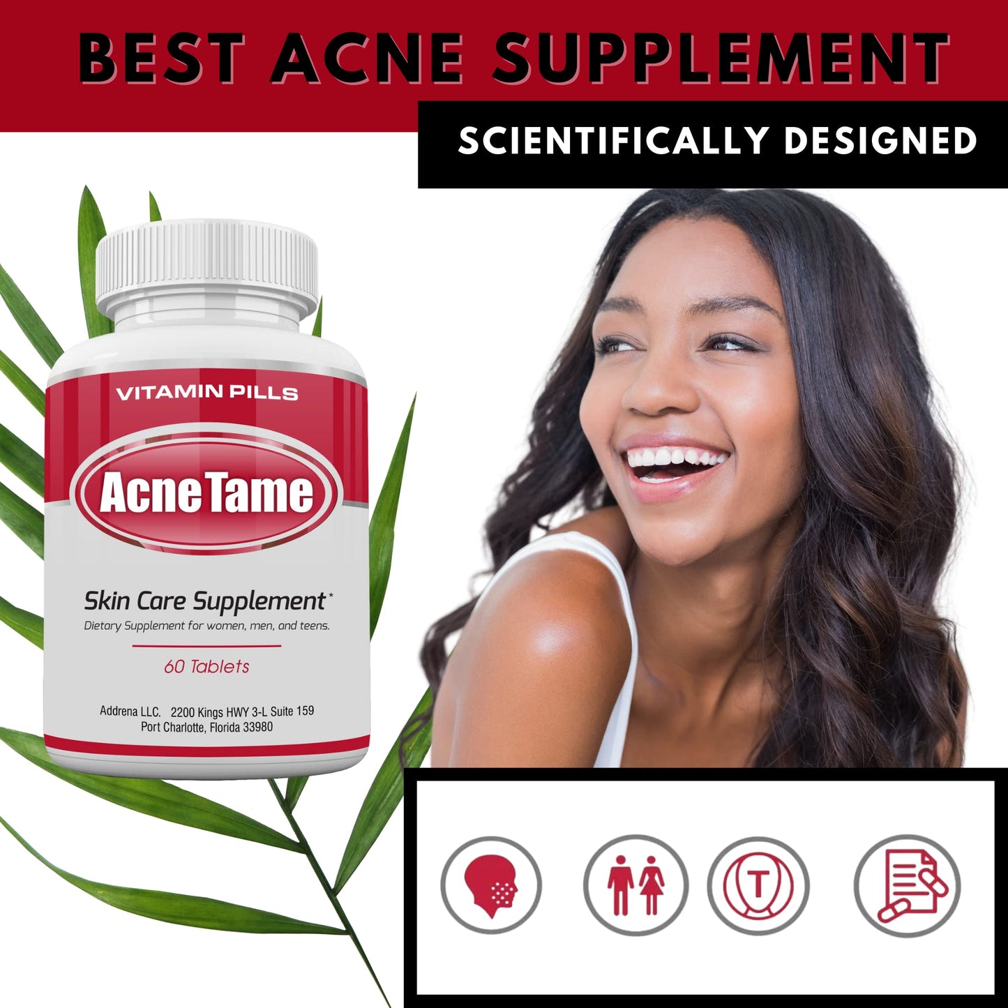 Acnetame Clear Skin Supplements Tablets, 120 Count
