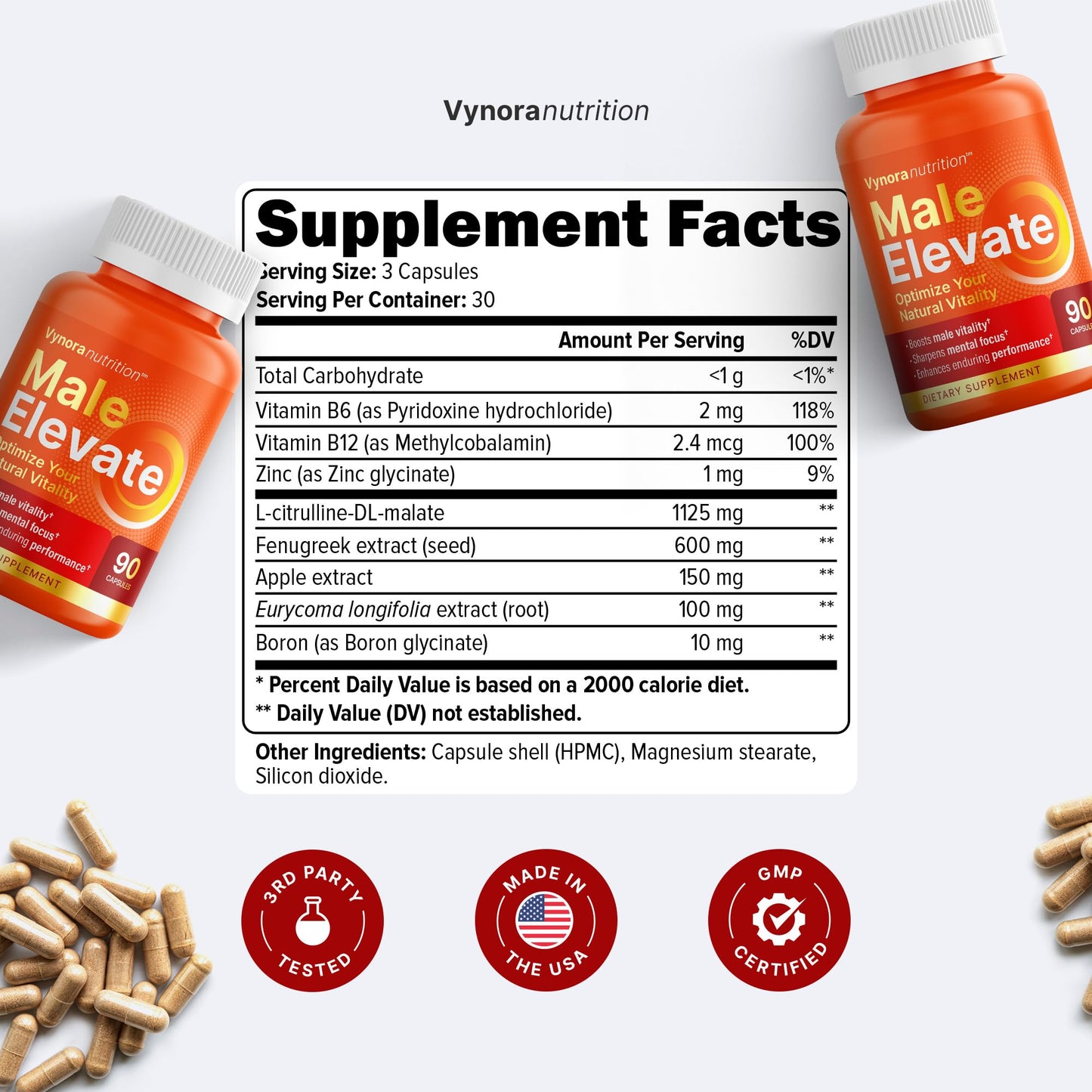 Vynora Nutrition Testosterone Booster for Men Capsule 90 Count