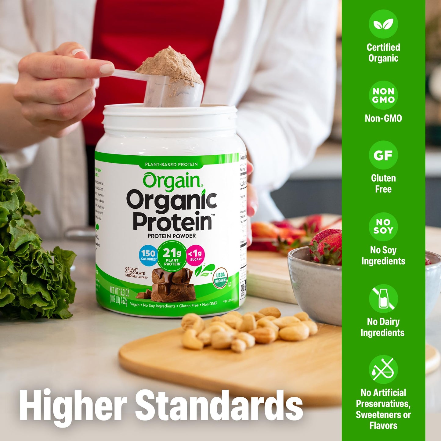 Orgain Organic Vegan 21g Protein Powder, Creamy Chocolate Fudge, 16.3 Servings