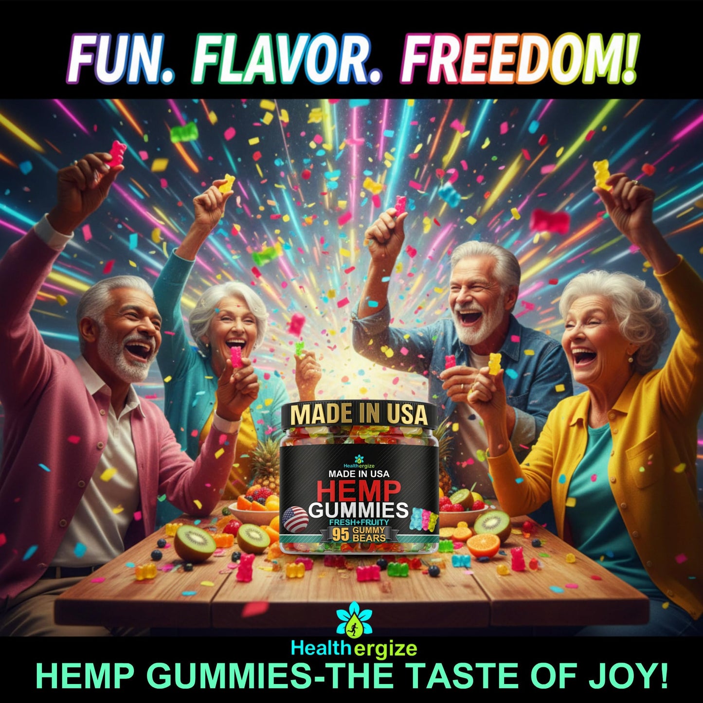 Healthergize Hemp Gummies for Sleep Edibles, Peace and Relaxation, Hempseed Oil Infused Gummy Bears, Natural Omega, Capsule, 95 Count