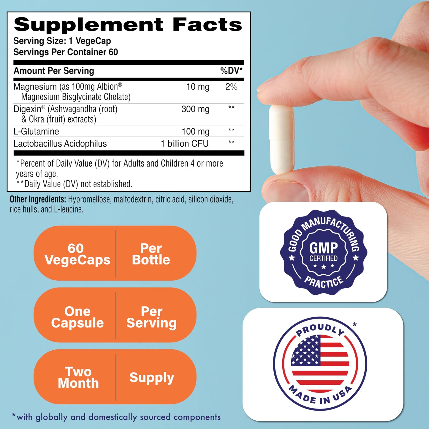 Health Thru Nutrition Mindful GI - Healthy Mind & Gut Complex Capsules, 60 Count