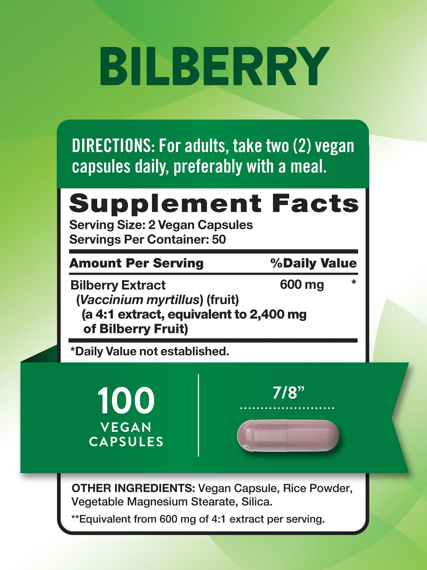 Nature's Truth Bilberry Extract Capsules 100 Count