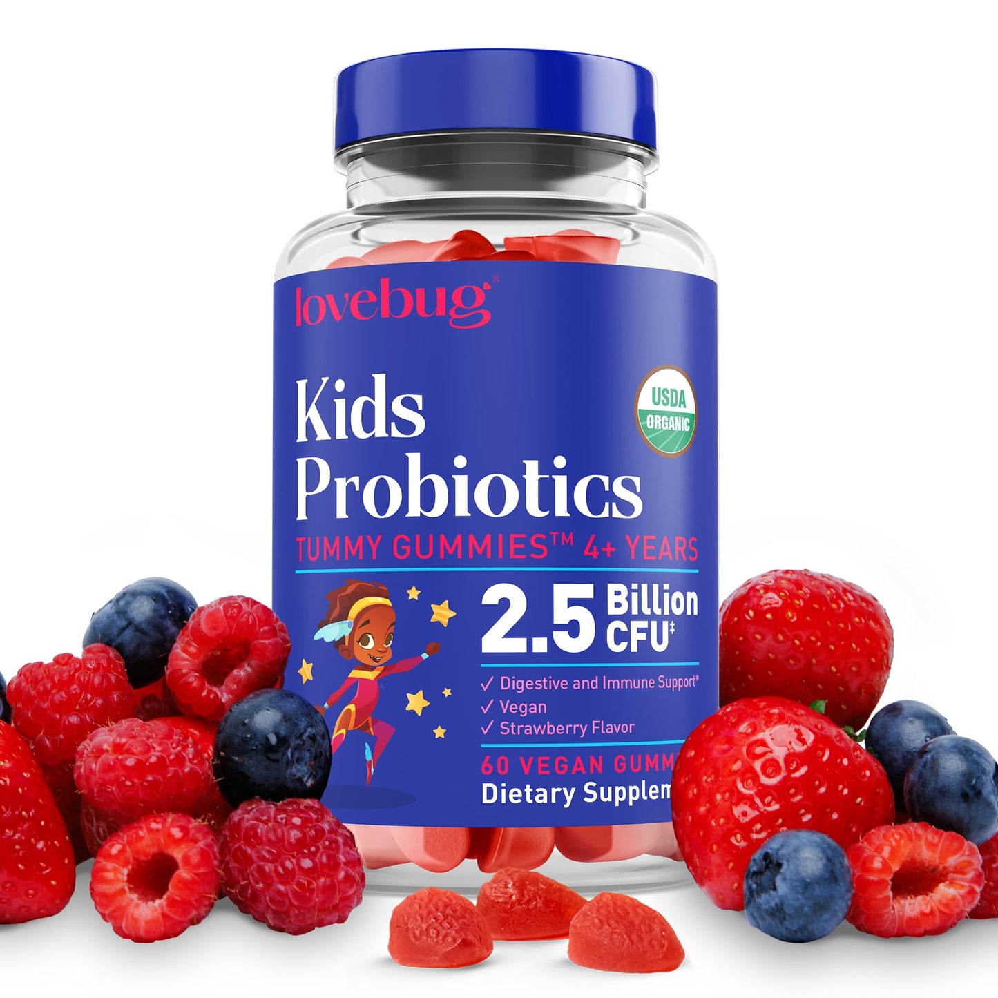 LOVEBUG Kids Probiotic Gummies Gummy 60 Count