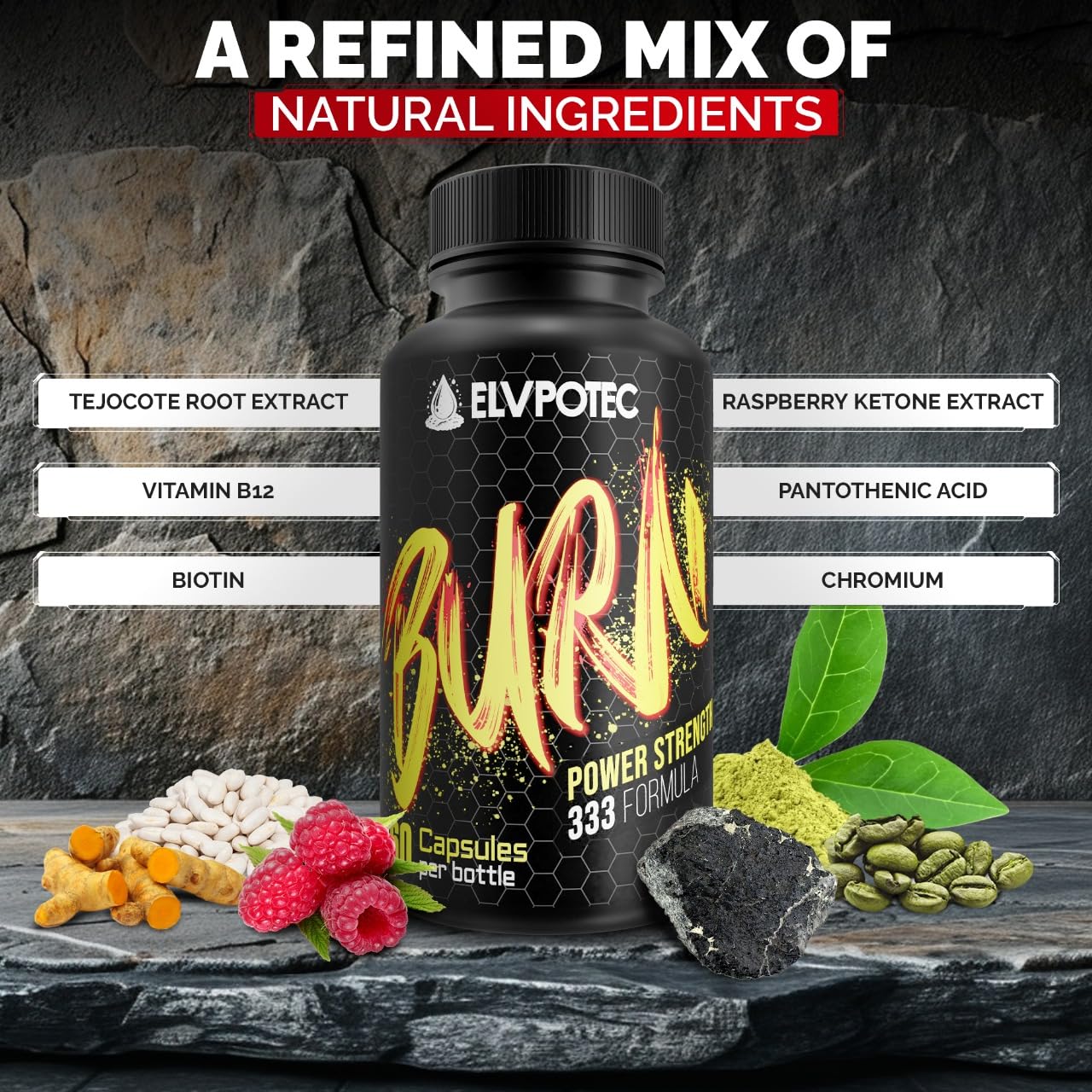ELVPOTEC Power Strength 333 Daily Wellness Supplement – Immune & Digestive Health Support with Vitamin B12, Fiber & Herbal Blend – Energy, Stress & Metabolism Support for Men & Women – 60 Capsules