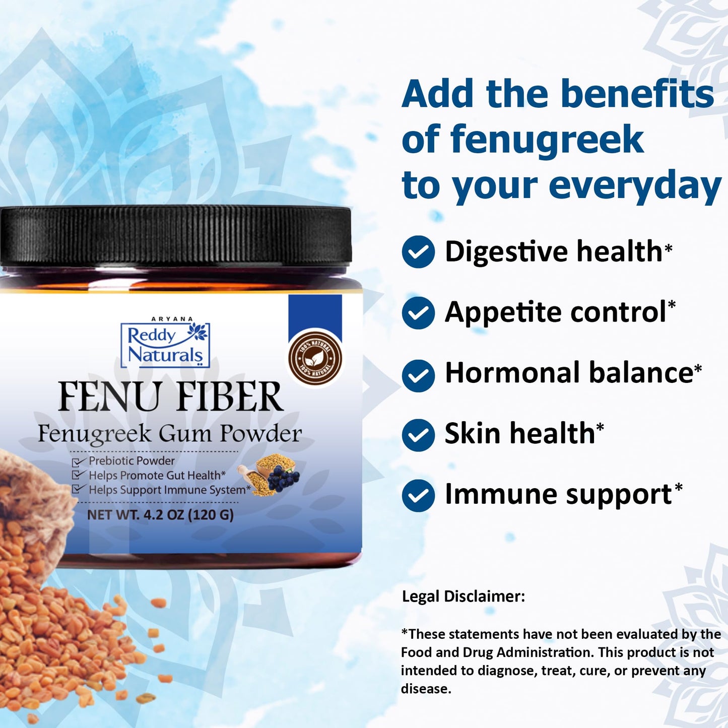 Reddy Naturals Fenu Fiber Pure Fenugreek Powder, 5.29 oz