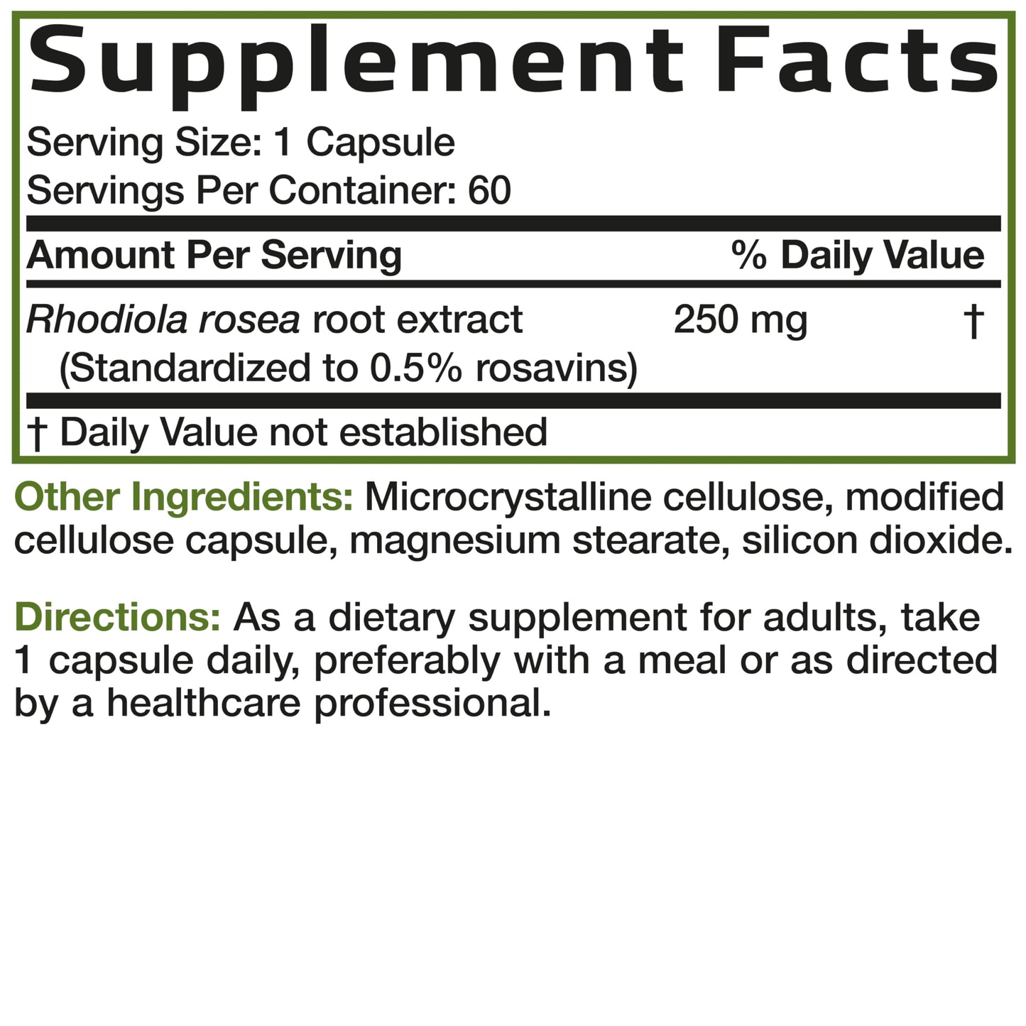 Bronson Rhodiola Rosea Vegetarian Capsules, 60 Count