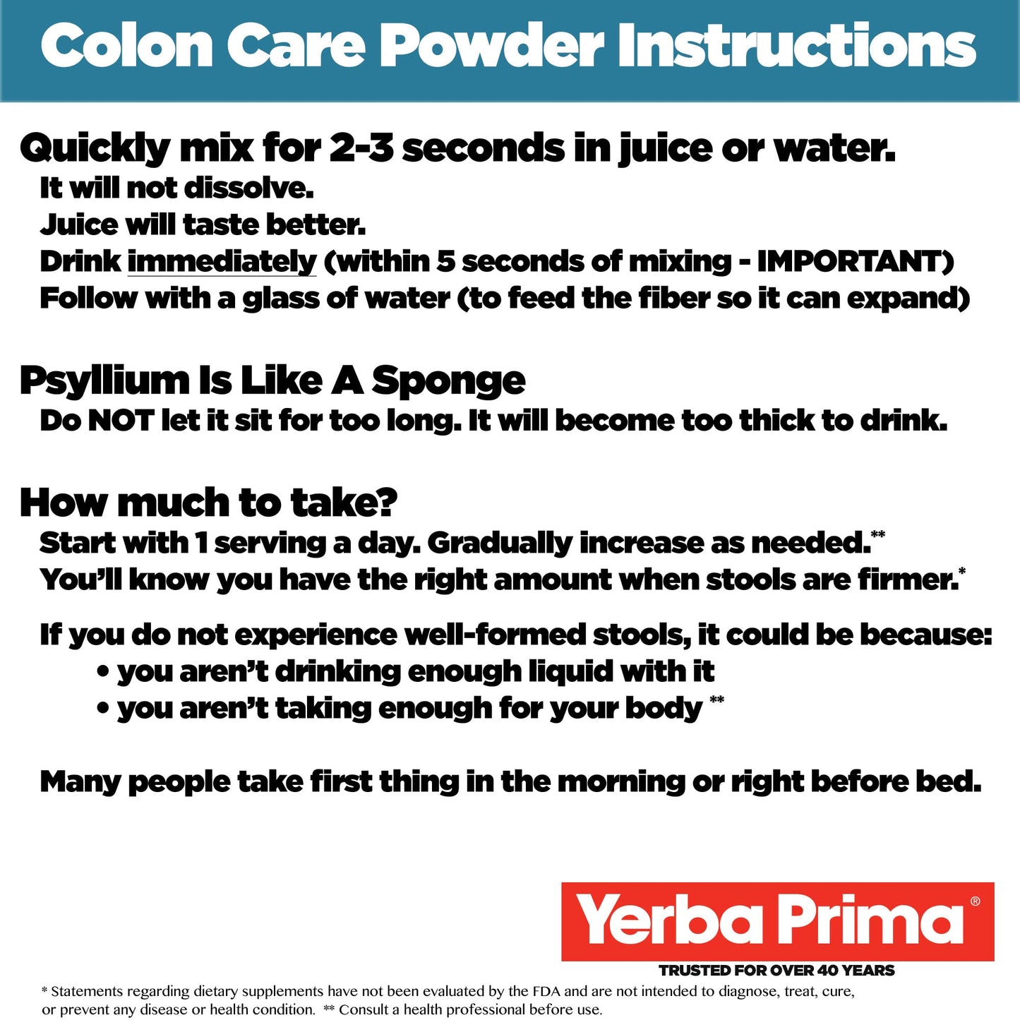 Yerba Prima Prebiotic Colon Care Formula Powder, 20 oz
