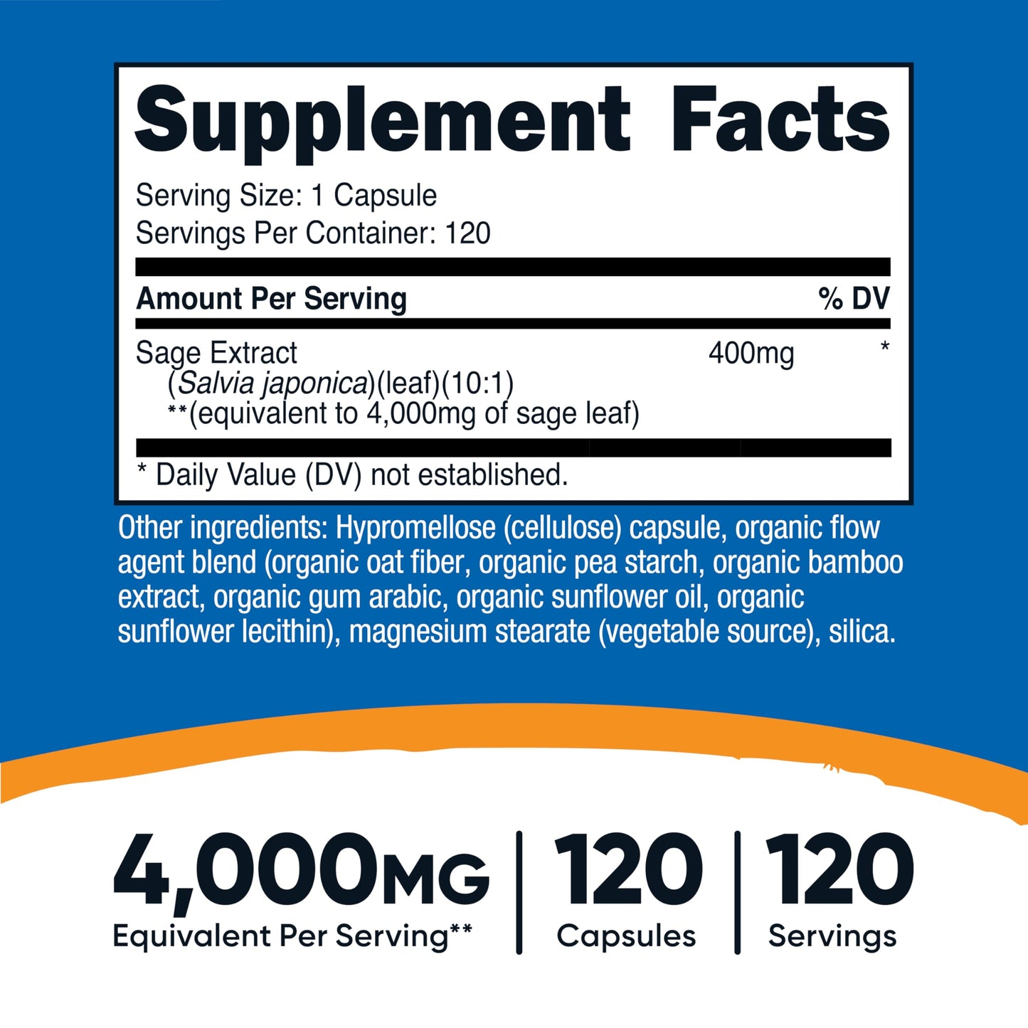 Nutricost Sage Extract Capsules 120 Count