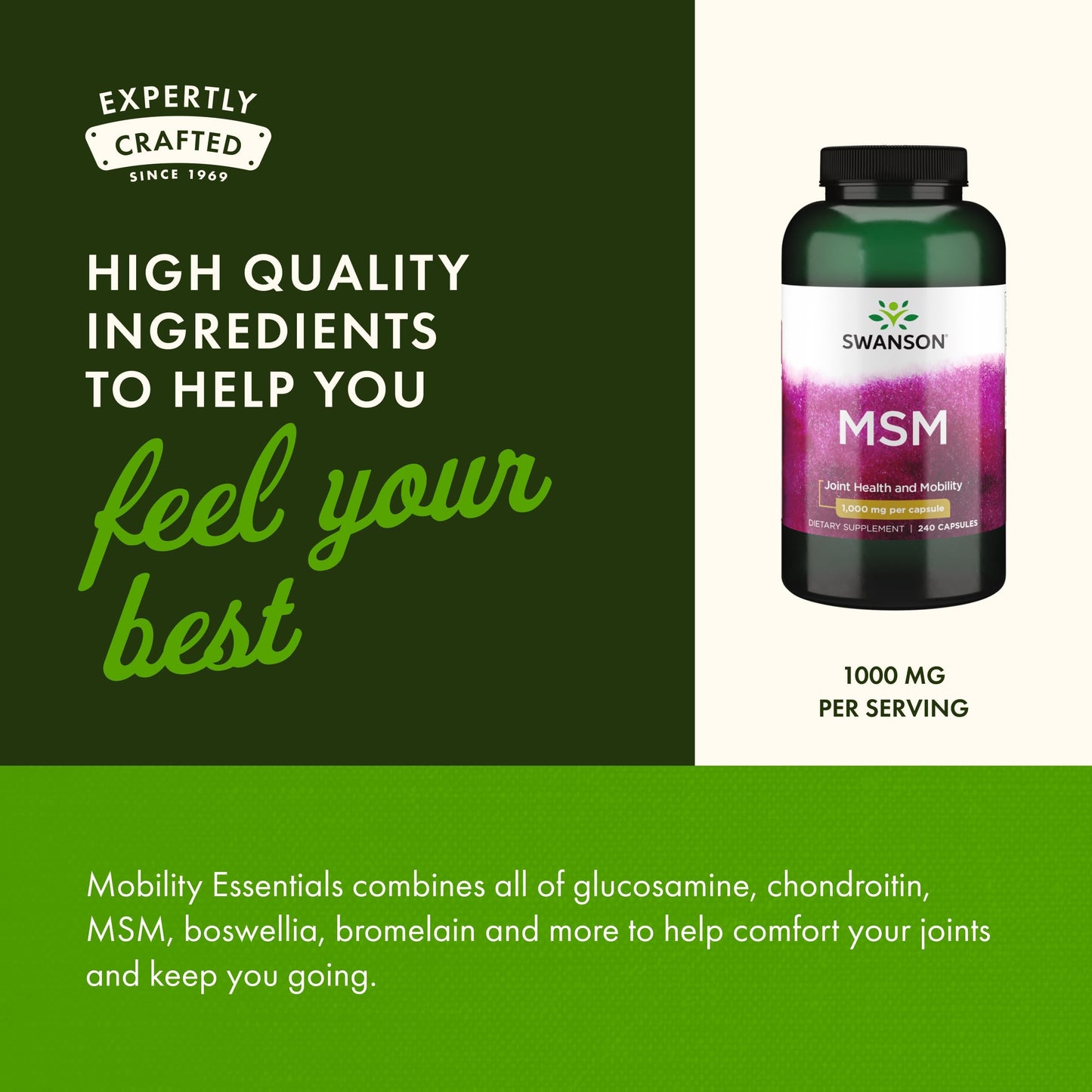 Swanson MSM 1000mg Capsule 240 Capsules