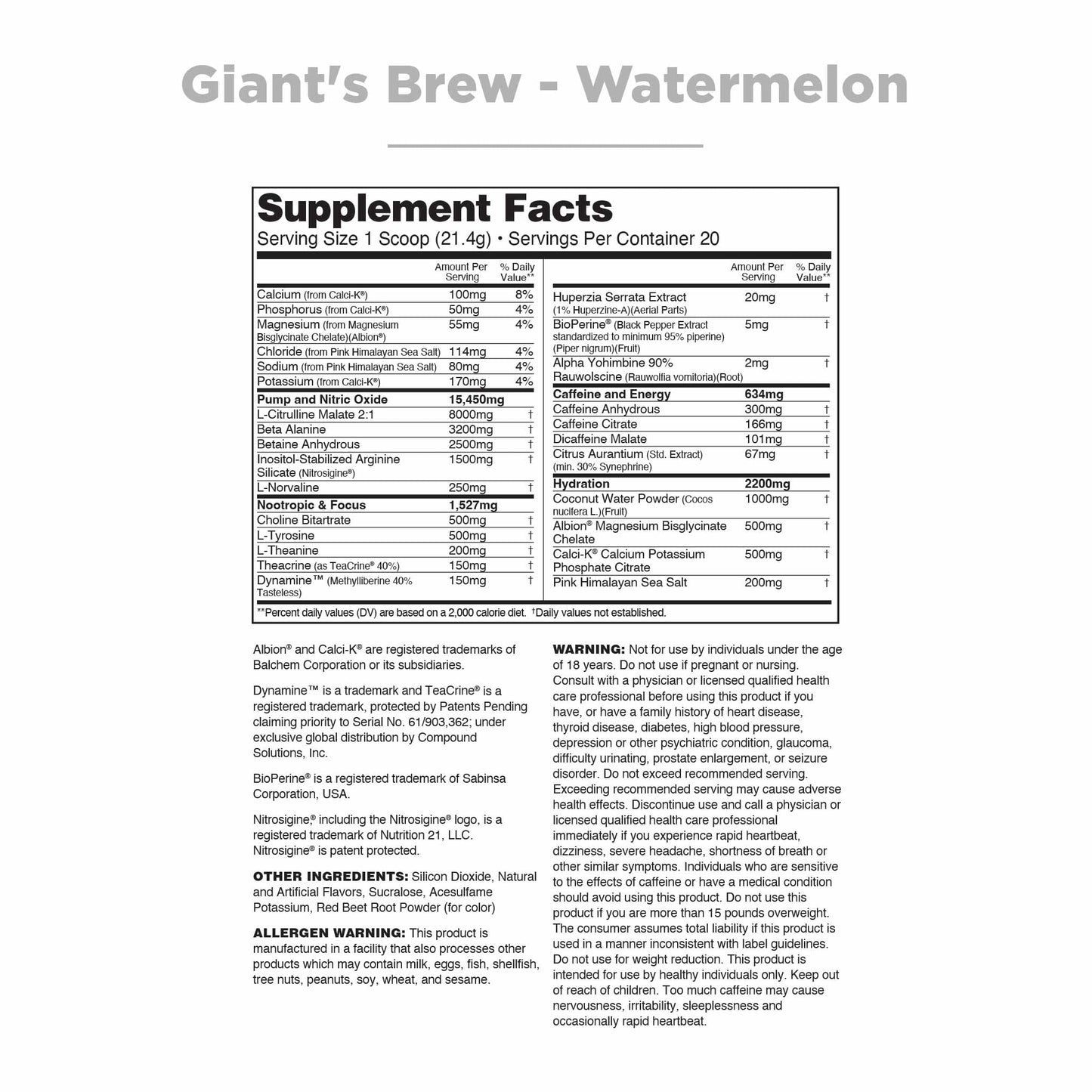 Nutrithority Giant’s Brew Advanced Pre Workout Powder, Watermelon, 19 Servings