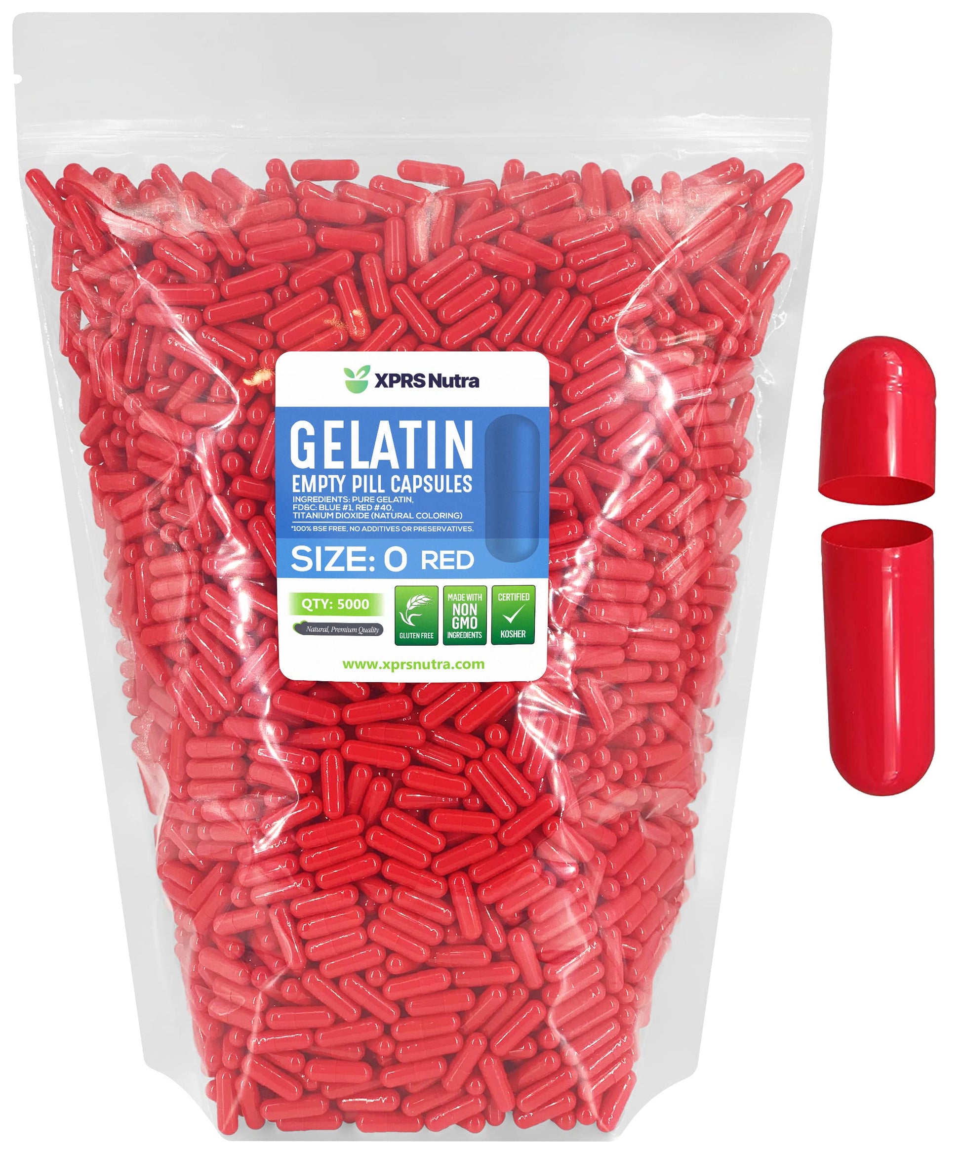 XPRS Nutra Size 0 Empty Gelatin Capsules, 5000 Count