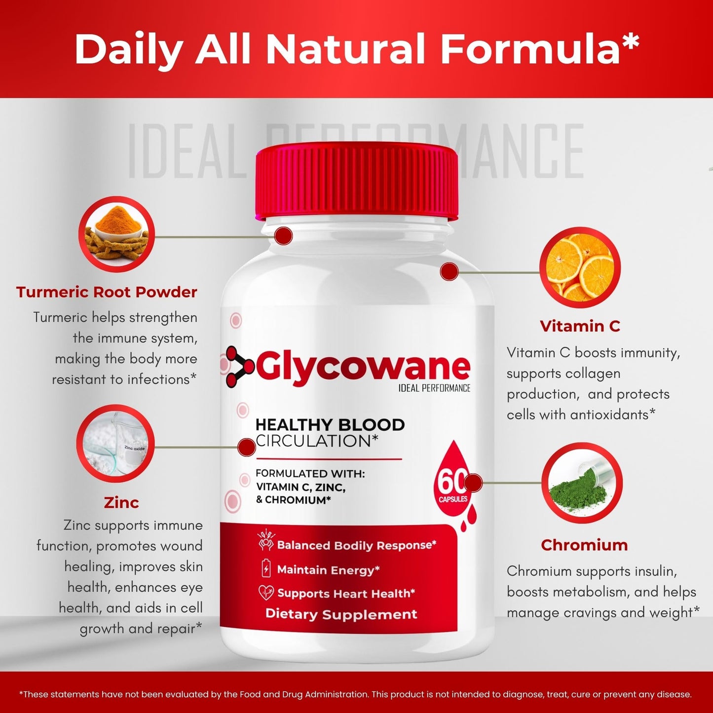 IDEAL PERFORMANCE Glycowane Advanced Blood Formula Capsules, 60 Count