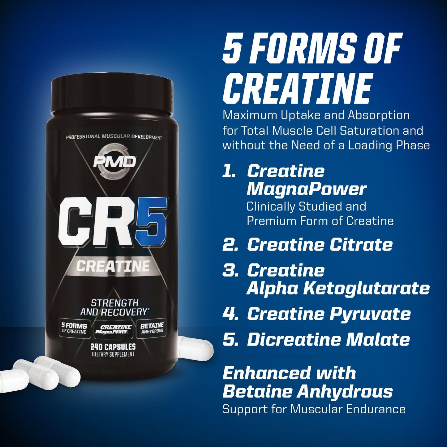PMD CR5 Creatine Capsules 240 Count