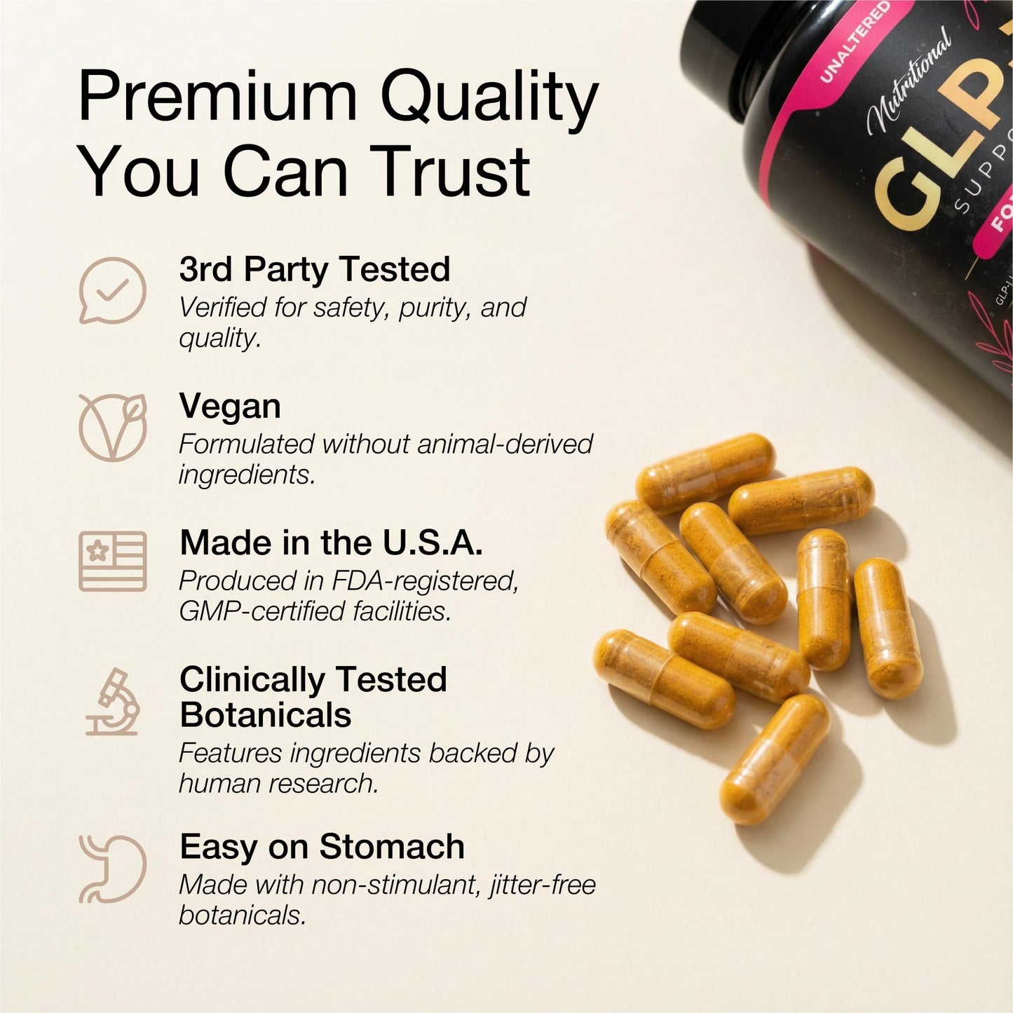 UNALTERED GLP-1 Supplement for Women - Natural Support for Cravings, Weight, & Gut Health - Clinically Tested Ingredients, Biochemist-Formulated, Vegan - Dietary Supplement - 60 Capsules