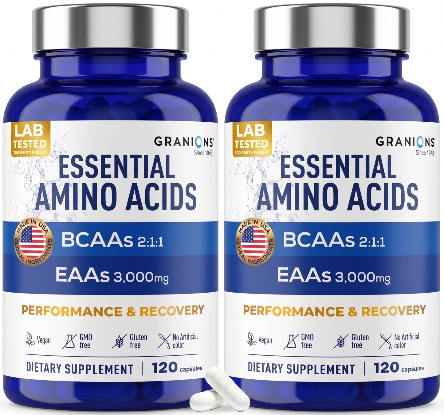 Granions Essential Amino Acids BCAA & EAA, 240 Capsules