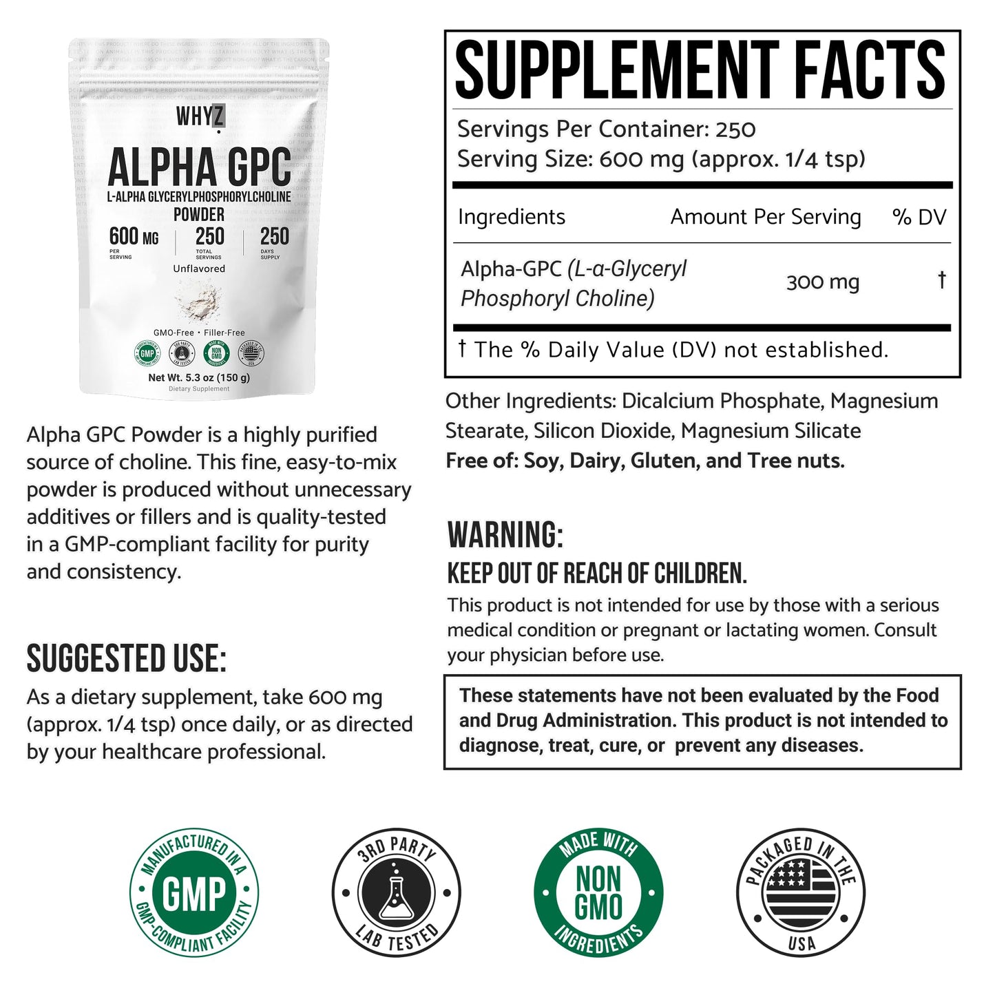 WHYZ Alpha GPC Powder 5.3 oz