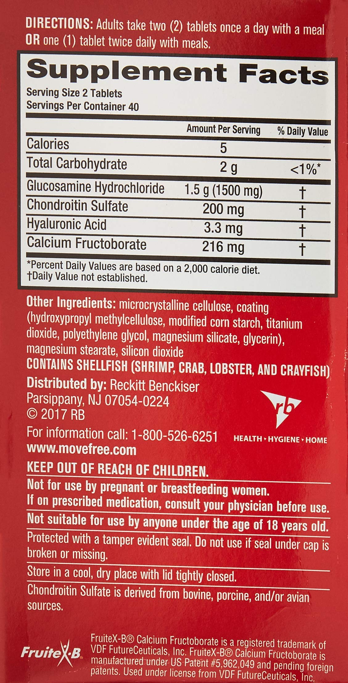 Move Free Advanced Joint Health Supplement with Glucosamine and Chondroitin Tablets, 80