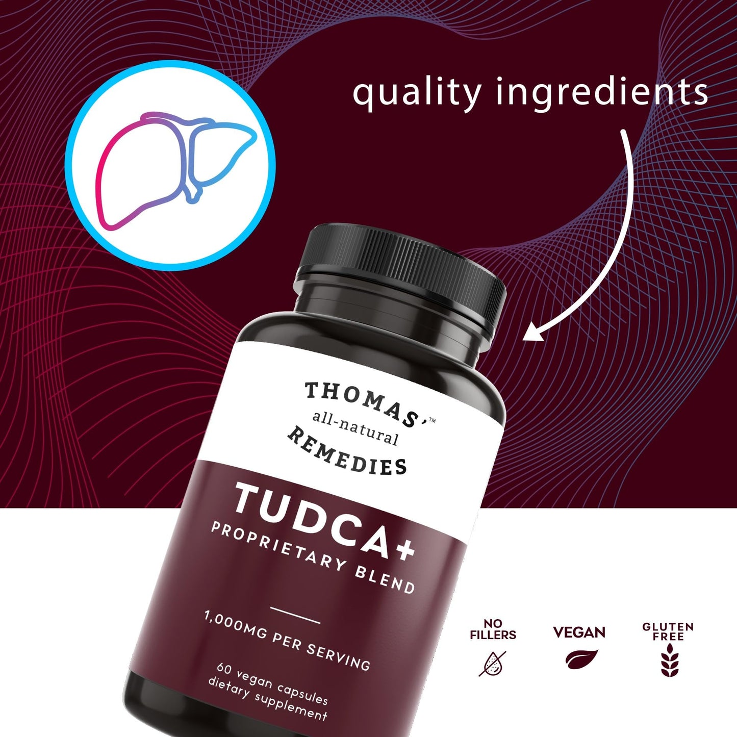 Thomas' all-natural Remedies TUDCA Bile Salt Liver & Gallbladder Support Supplement Capsule 60 Count
