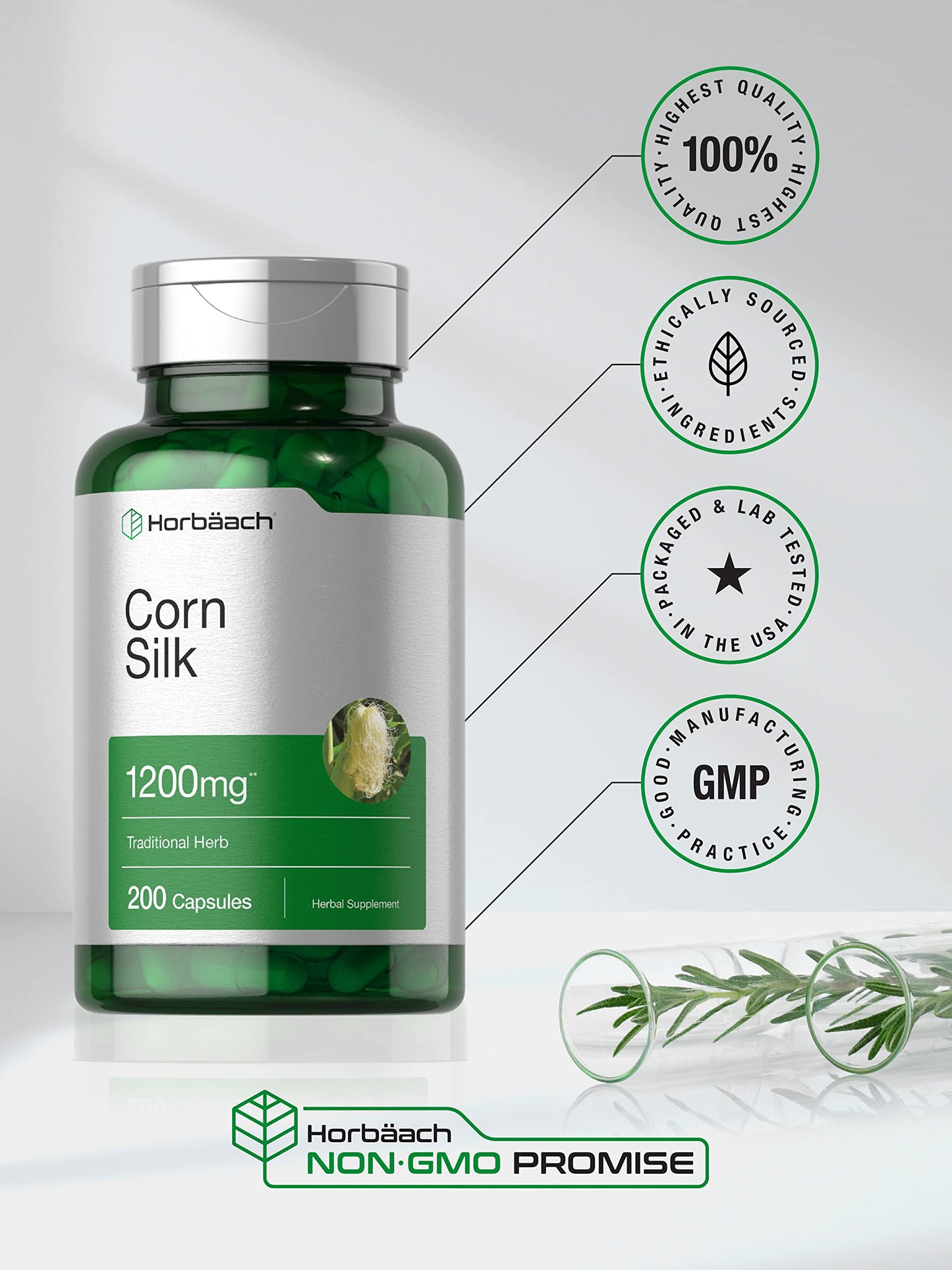 Horbäach Corn Silk Capsules 200 Count