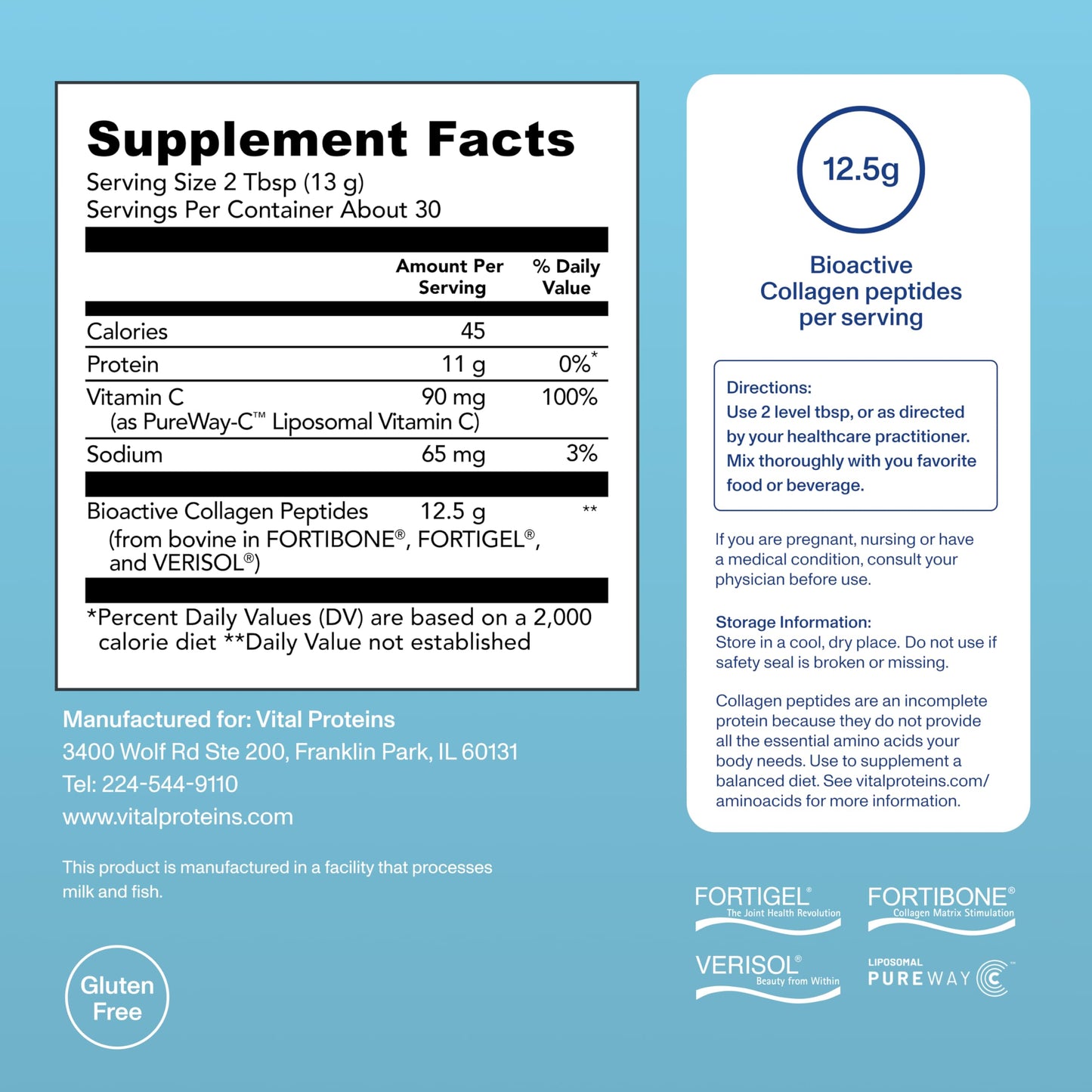 Vital Proteins Professional Daily Foundational Support 12g Bioactive Collagen Peptides Powder 13.9 oz