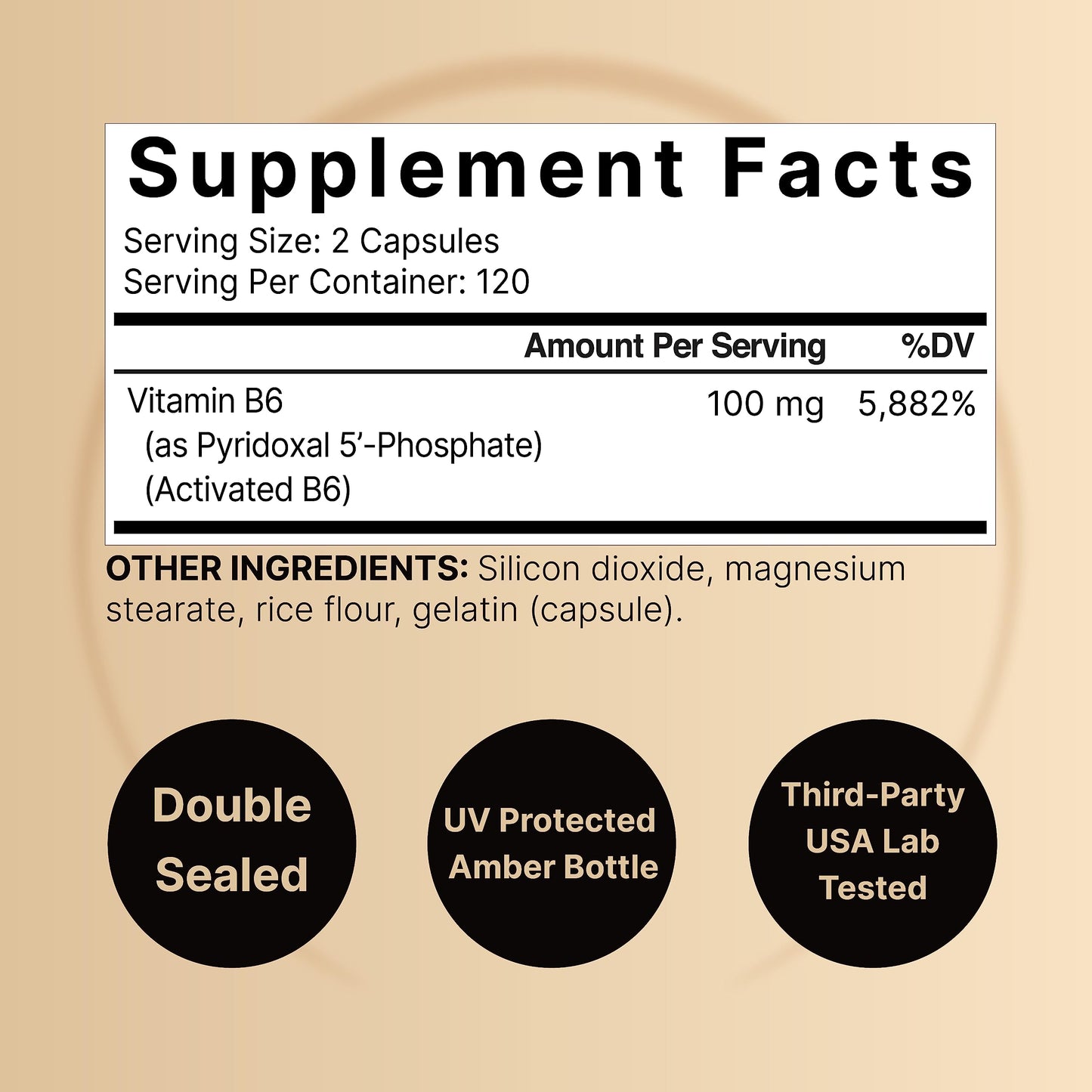NatureBell P5P Vitamin B6 100mg Activated Pyridoxal 5 Phosphate Capsules, 240 Count