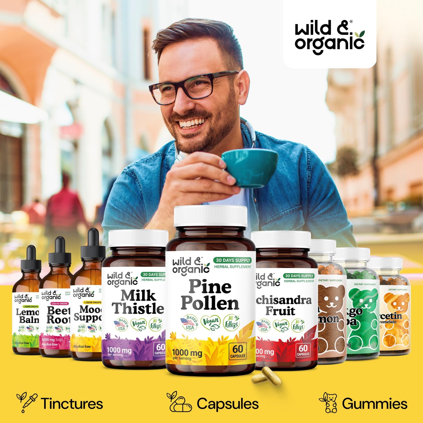 Wild & Organic Pine Pollen for Men Capsules, 60 Count
