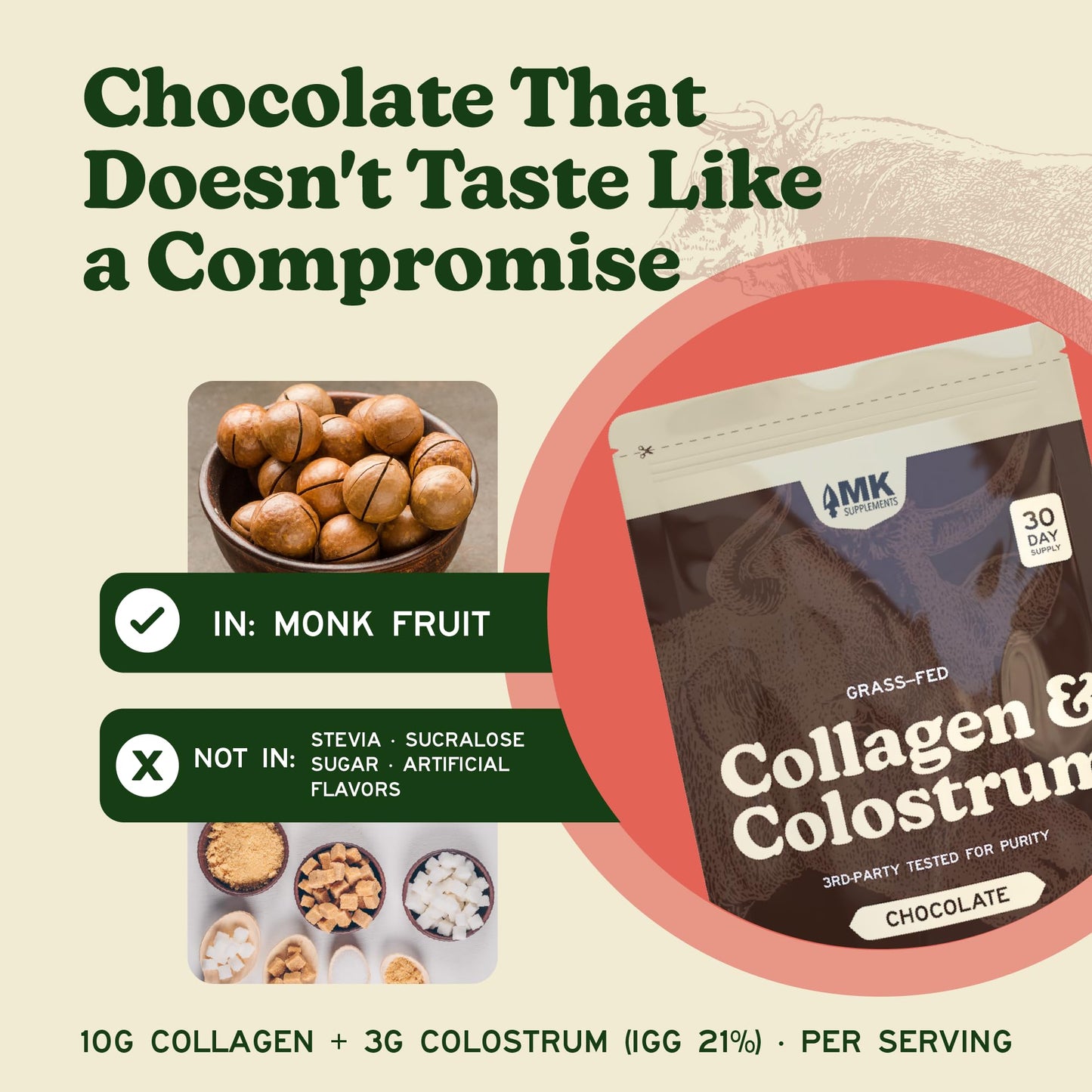 MK Supplements Grass-Fed Collagen & Colostrum Capsule 1 Count