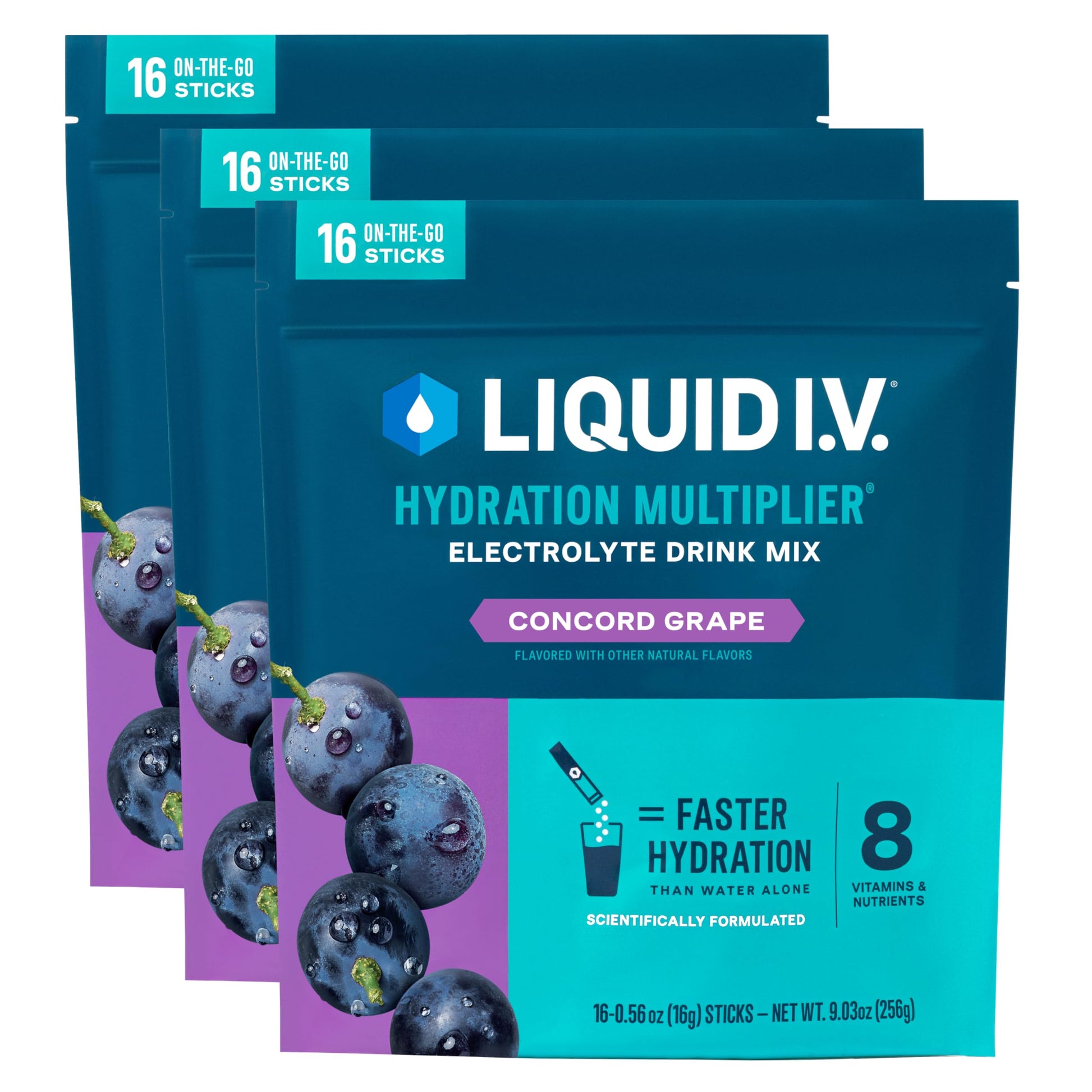 Liquid I.V. Hydration Electrolytes Powder, Grape, 48 Count