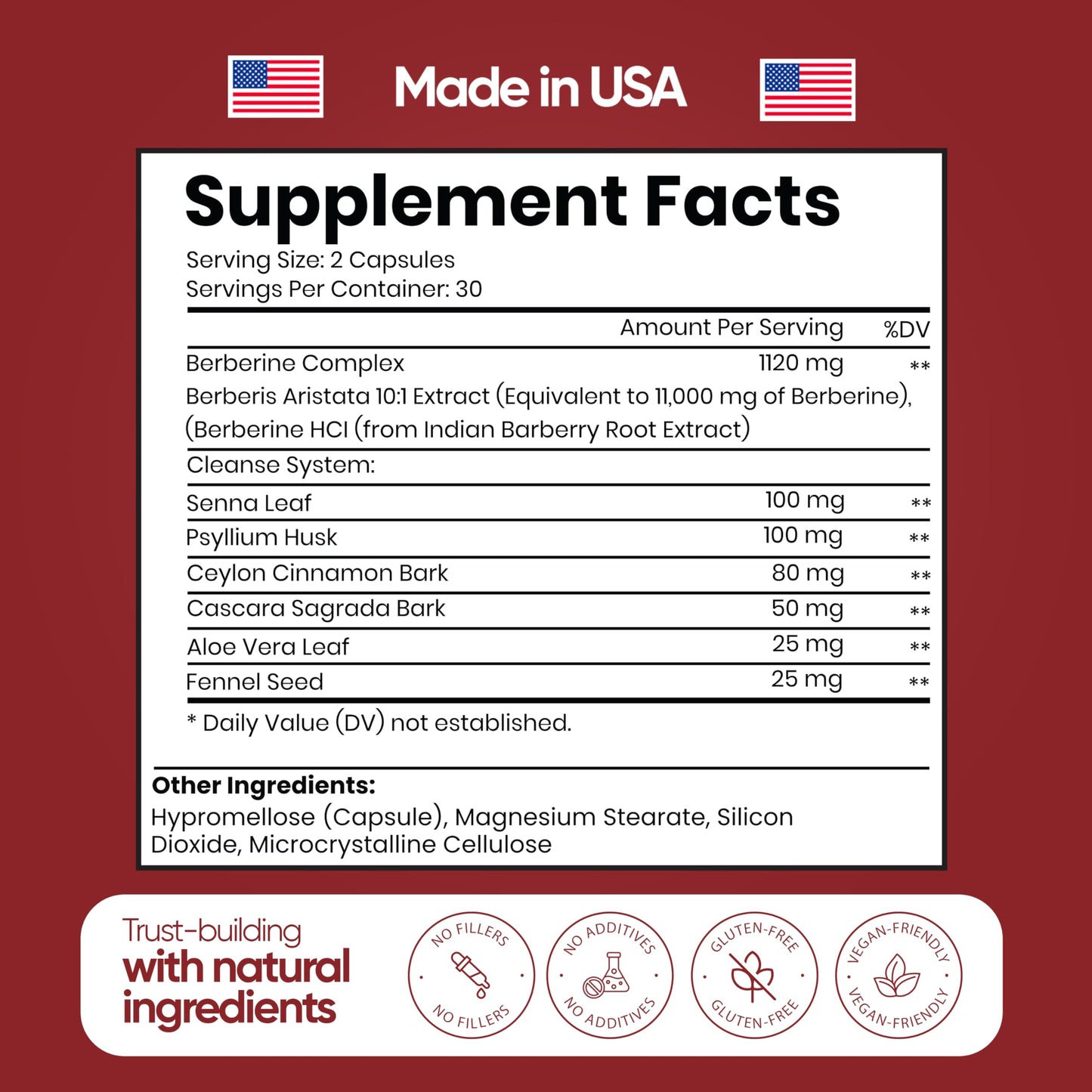 ANCIENT DIOSA Berberine Supplement Capsule, 60 Capsules