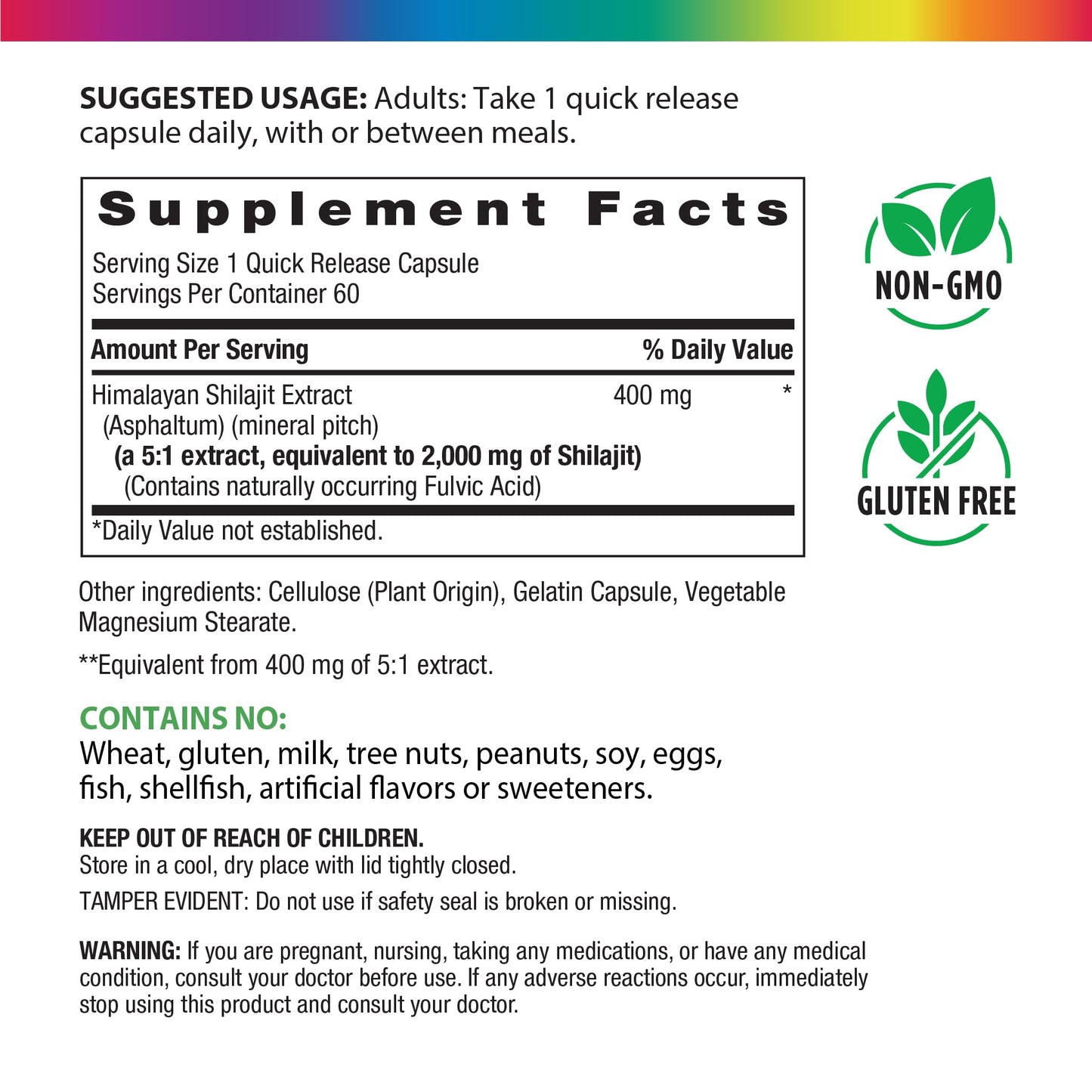Rainbow Light Shilajit for Men and Women Capsule 60 Count