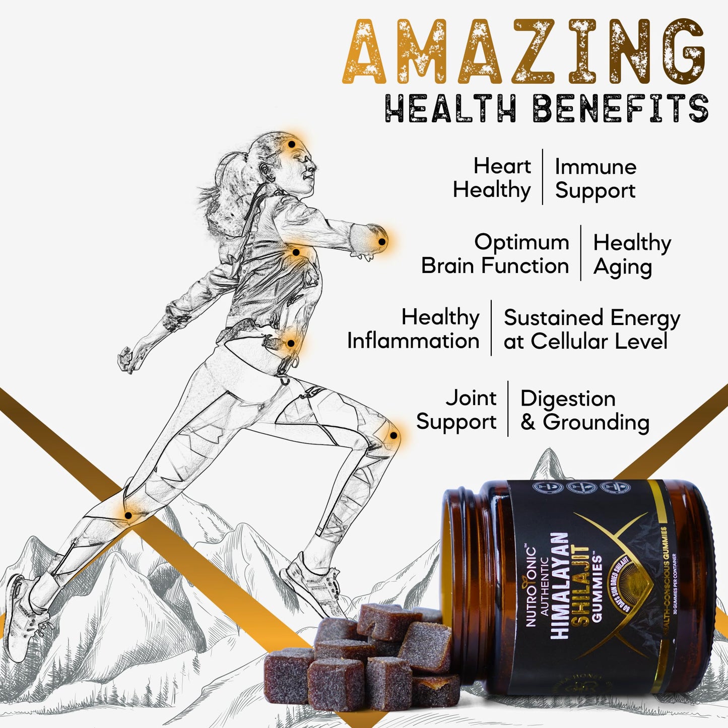NutroTonic LLC Organic Shilajit Gummies, 30 Gummies