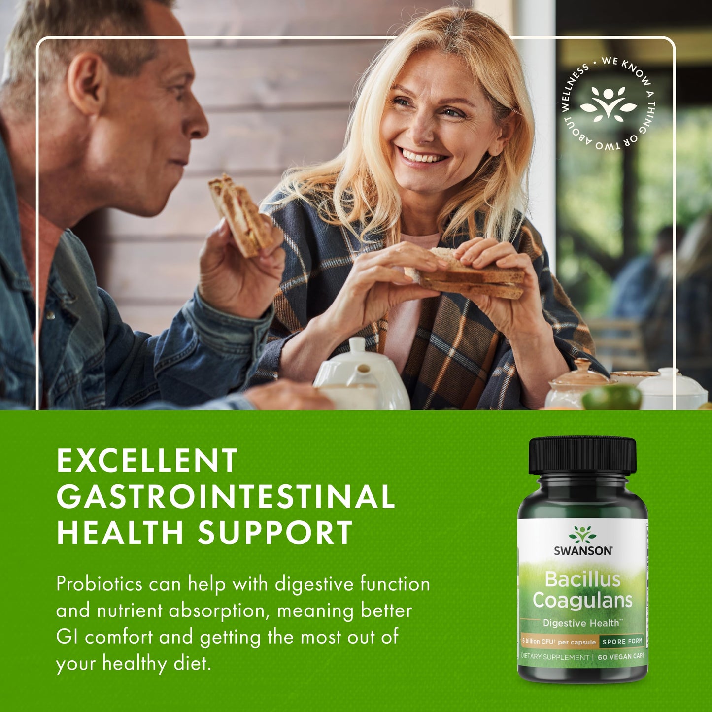 Swanson Bacillus Coagulans Spore-Form Probiotic for Adults Shelf-Stable Digestive Support with 6 Billion CFU - Acid-Resistant Capsules, 240 Capsules