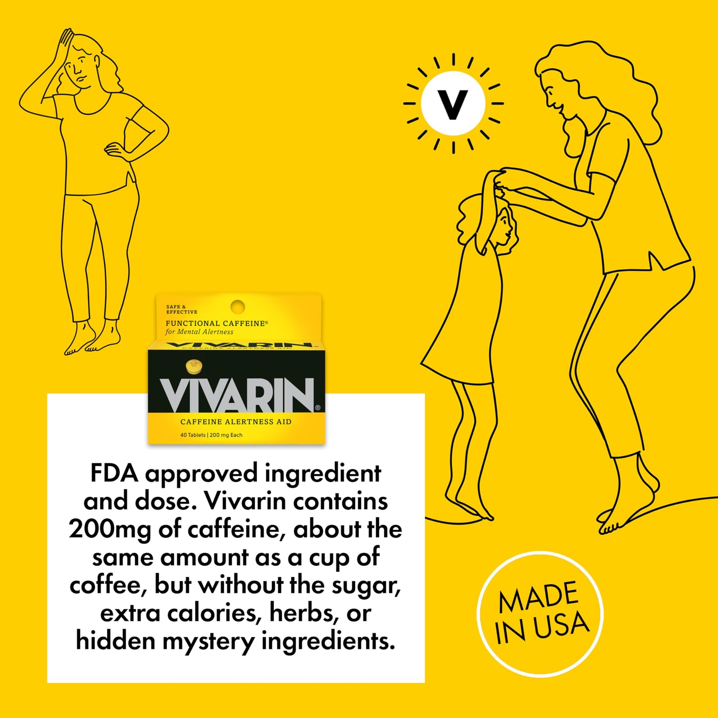 Vivarin Caffeine Pills 200mg Tablet, 80 Tablets