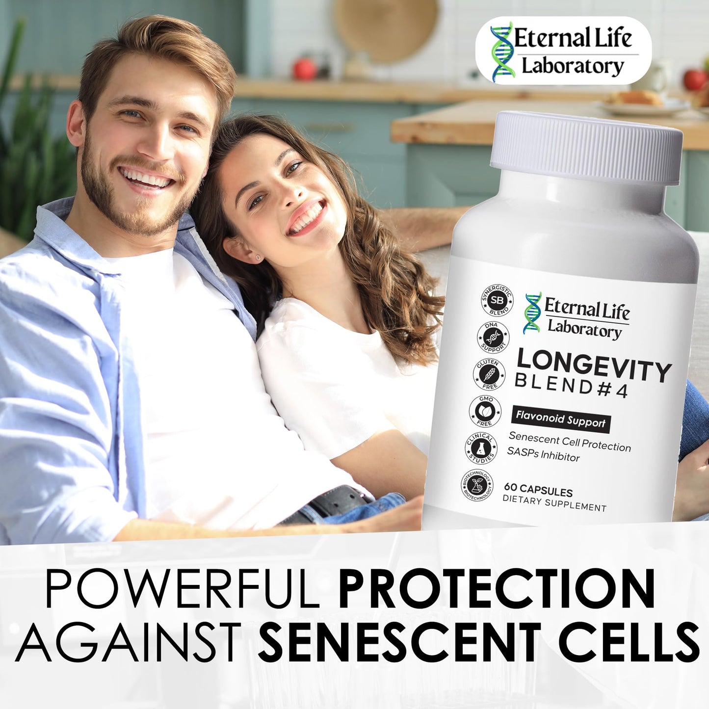 Eternal Life Laboratory Quercitin, Rhodiola Rosea, Luteolin and Rutin Longevity Blend #4 Anti-Aging Supplement for Cellular Defense with Immunity and Energy Support, Antioxidants, 1 Capsule
