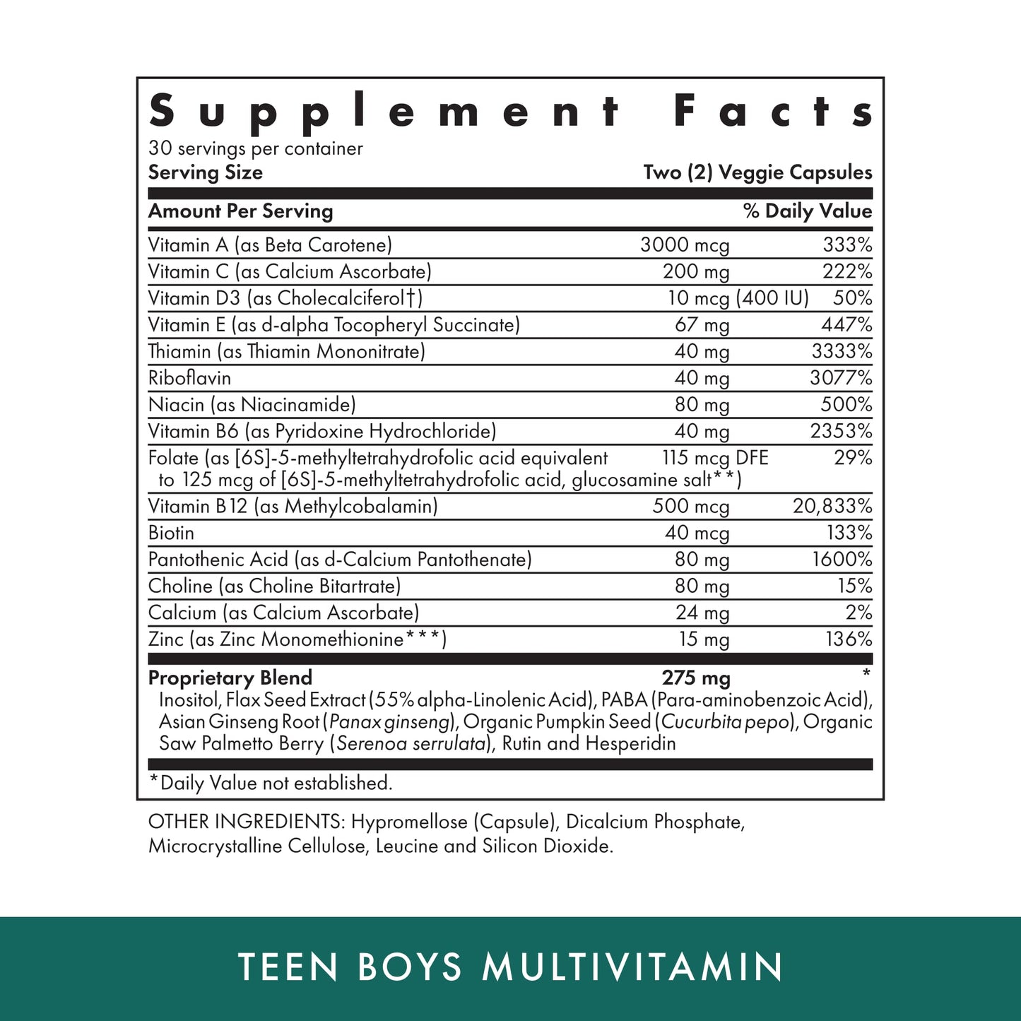 MICHAEL'S Health Naturopathic Programs Teen Boys Daily Multivitamin Supplement Capsules 60 Count