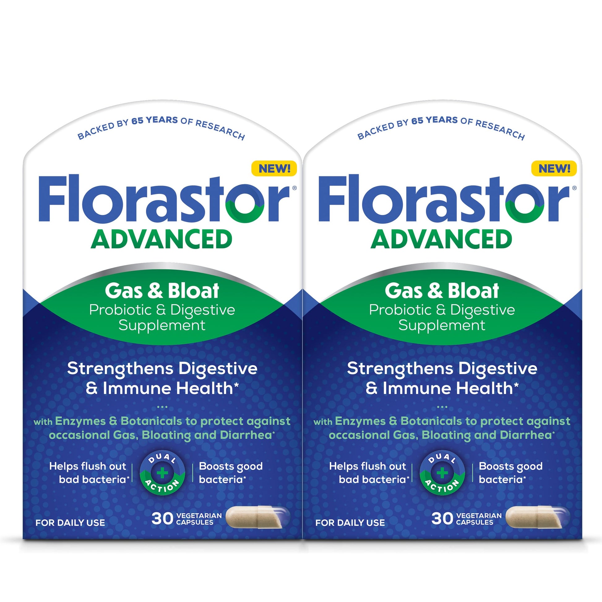 Florastor Advanced Gas & Bloat Probiotic Capsule 60 Count