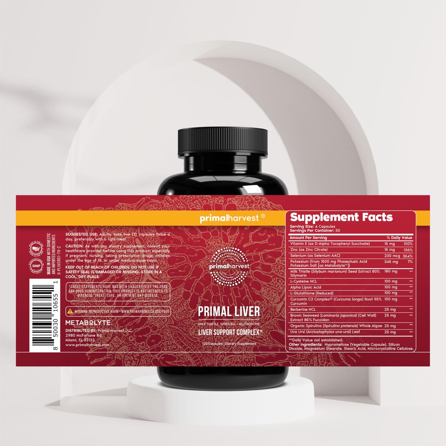 Primal Harvest Primal Liver Liver Supplement Capsule, 120 Count