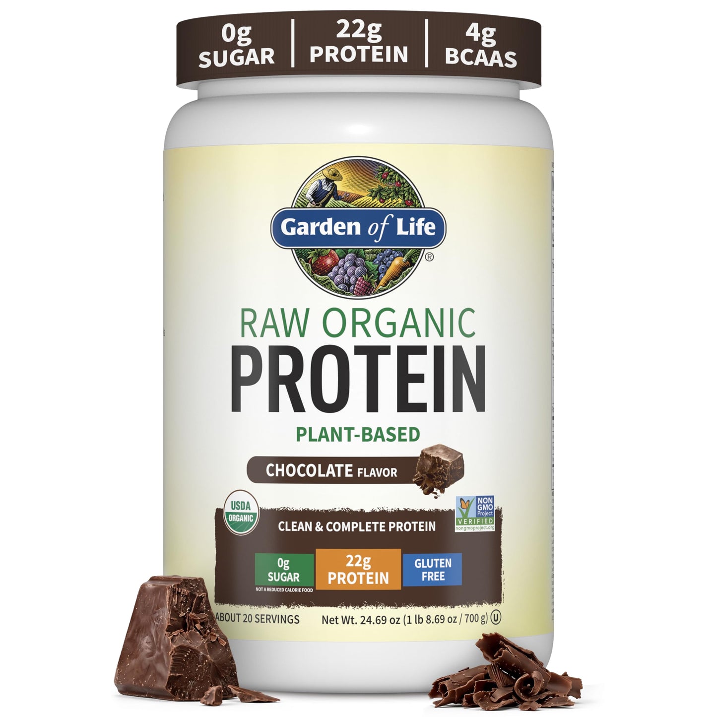 Garden of Life Protein Powder, Vegan, Chocolate, 20 Servings